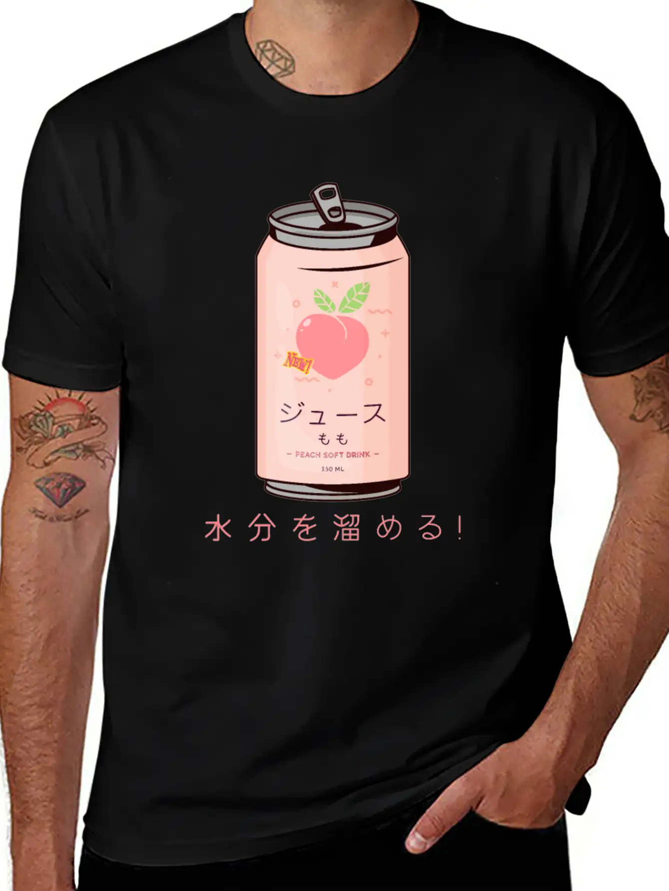 90s Japanese Aesthetic Peach Juice Can Aesthetic Relaxed Everyday Tee – Lightweight And Durable Cotton