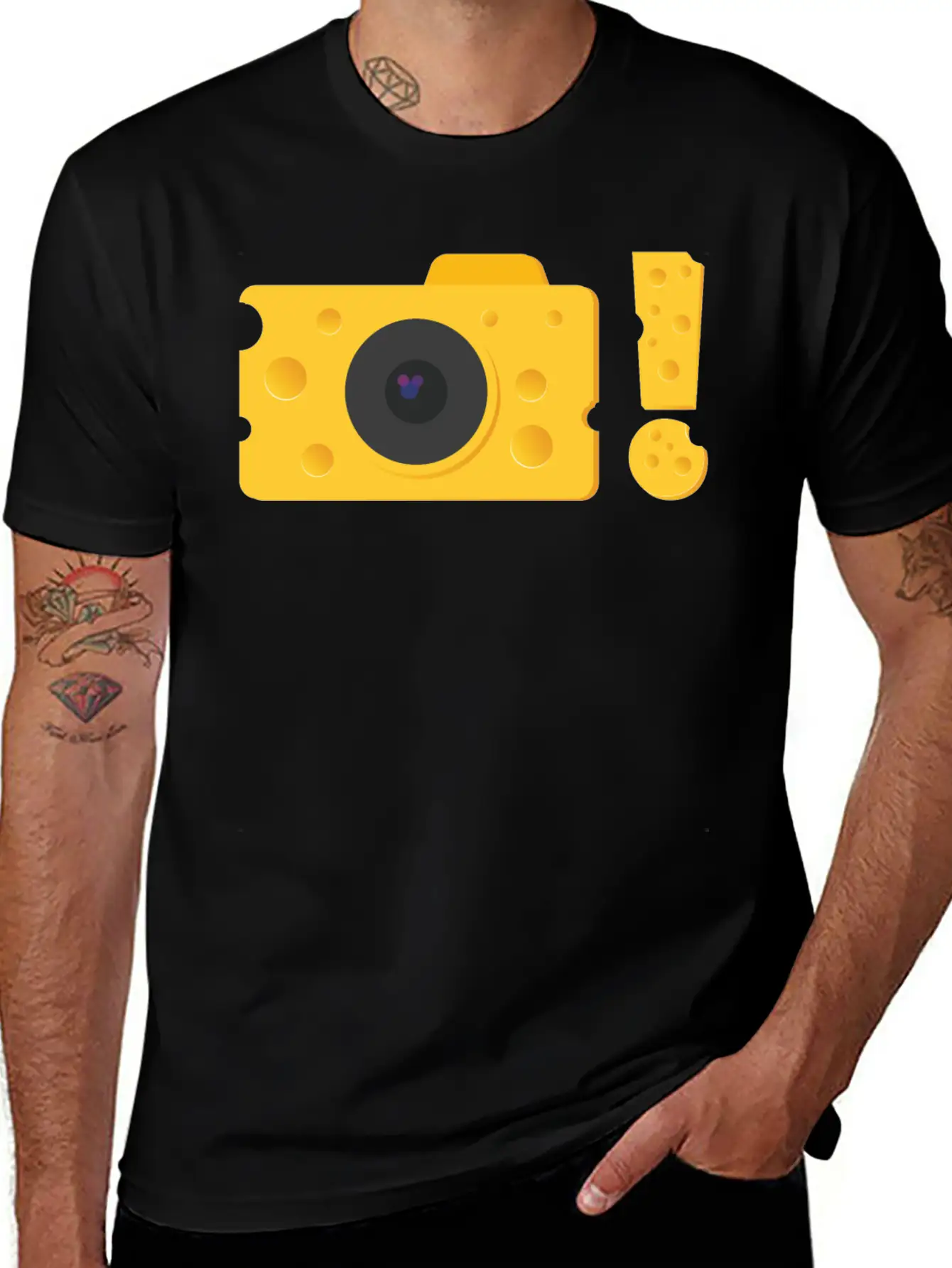 A Piece Of Cheese Camera Breathable Graphic T-Shirt – Perfect For Casual Days