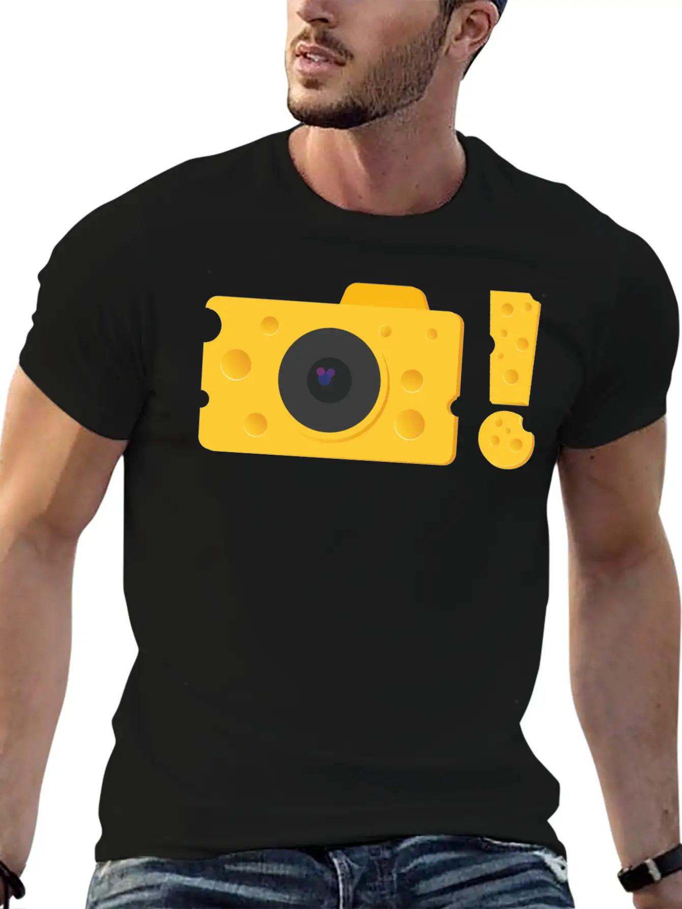 A Piece Of Cheese Camera Breathable Graphic T-Shirt – Perfect For Casual Days