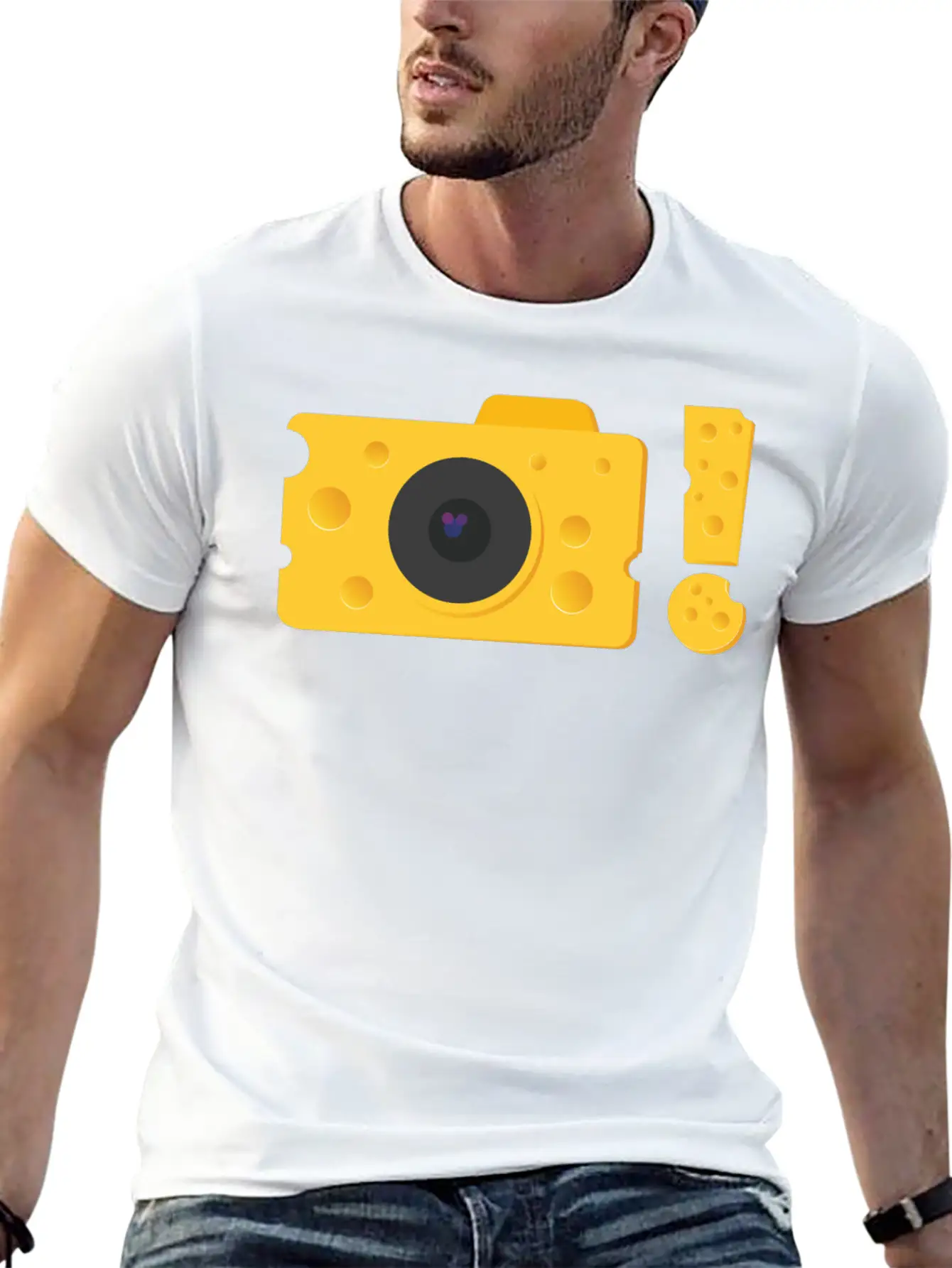 A Piece Of Cheese Camera Breathable Graphic T-Shirt – Perfect For Casual Days