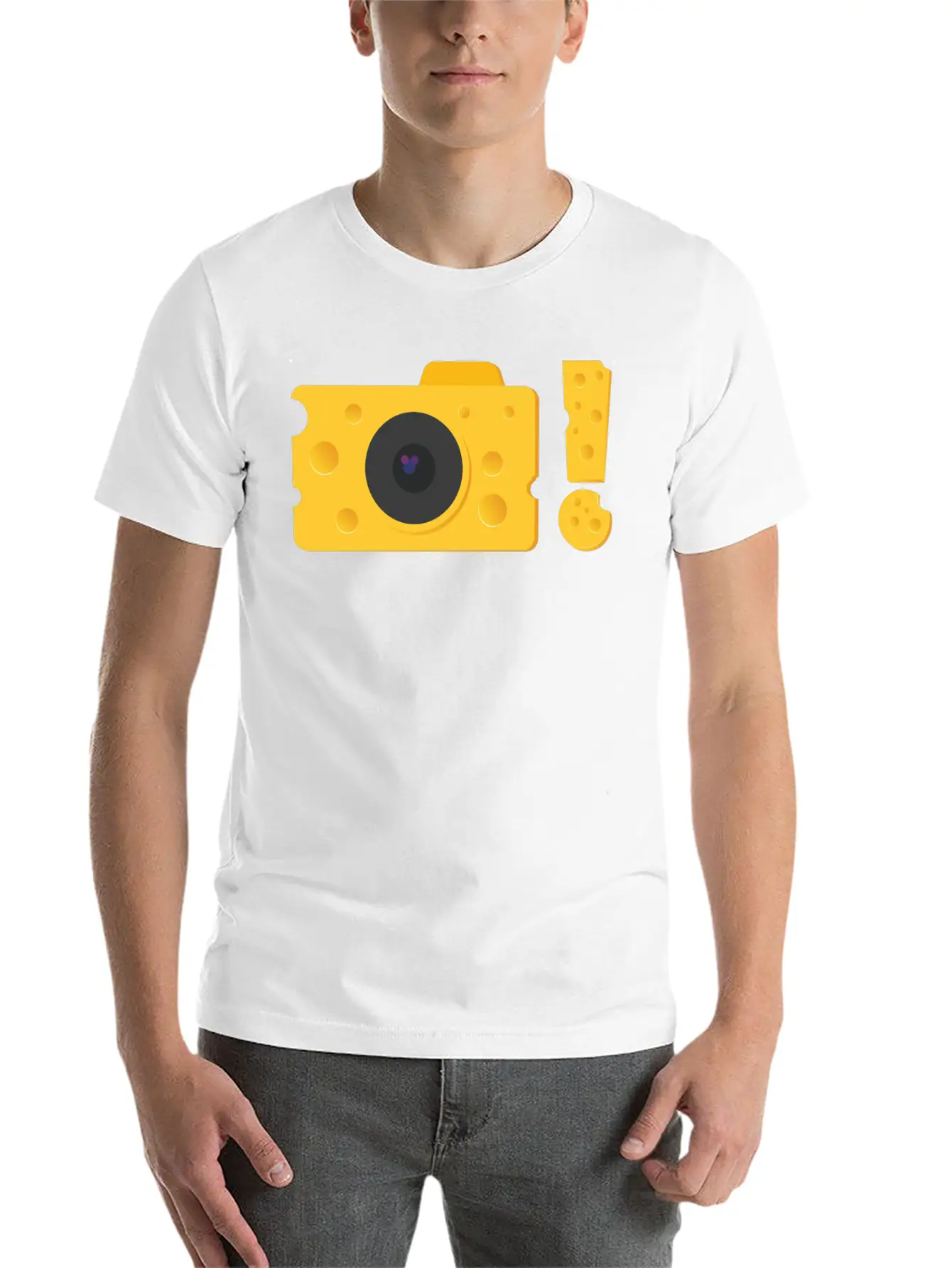 A Piece Of Cheese Camera Breathable Graphic T-Shirt – Perfect For Casual Days
