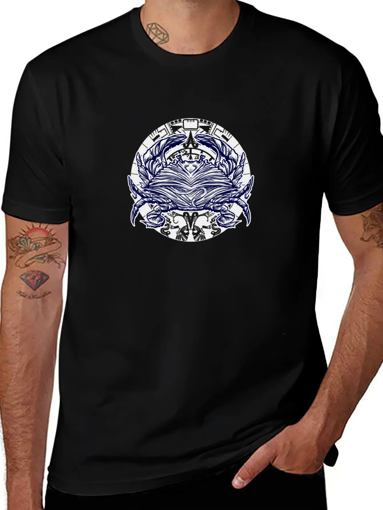 Abstract Crab Essential Cotton Tee For Daily Outfits – Unisex Style