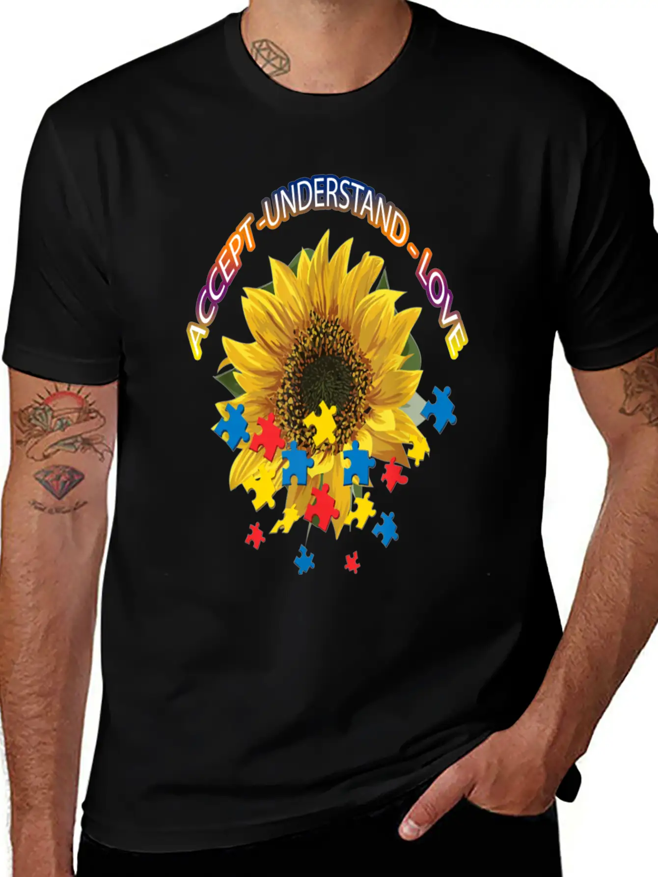 Autism Awareness Autism Awareness Sunflower Breathable Graphic T-Shirt – Perfect For Casual Days