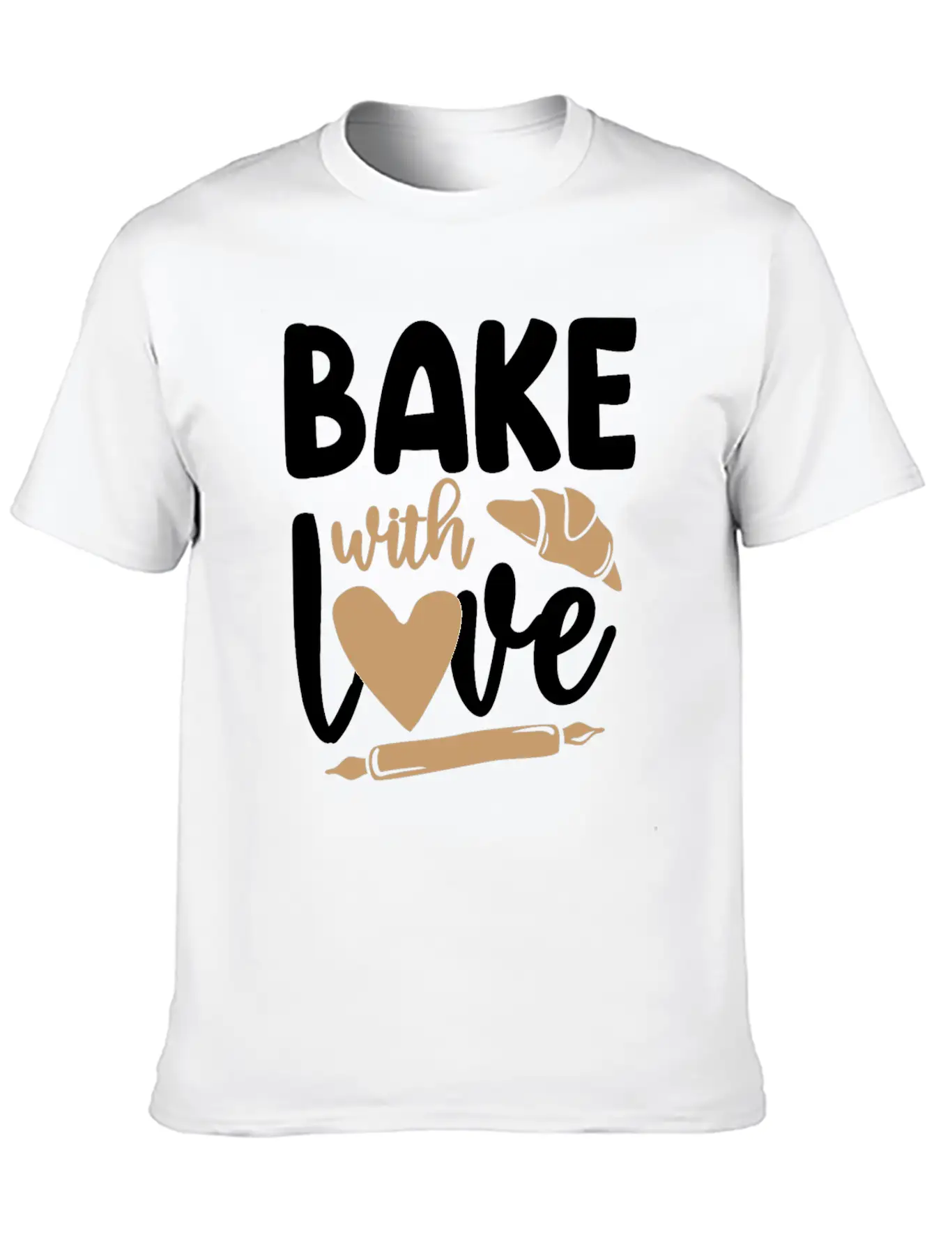Bake Baking Rolling Pin Croissant Breathable Graphic T-Shirt – Perfect For Casual Days