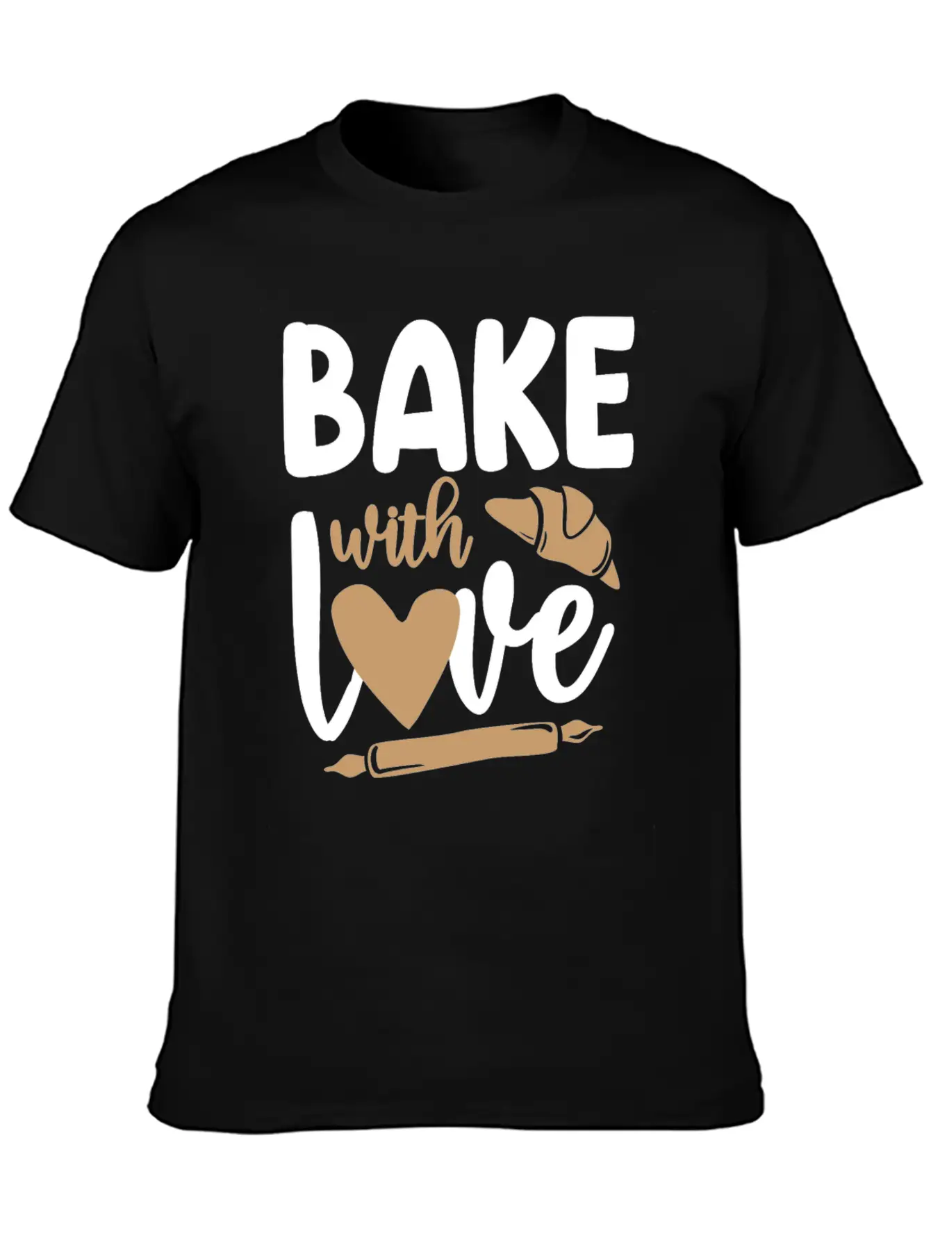 Bake Baking Rolling Pin Croissant Breathable Graphic T-Shirt – Perfect For Casual Days