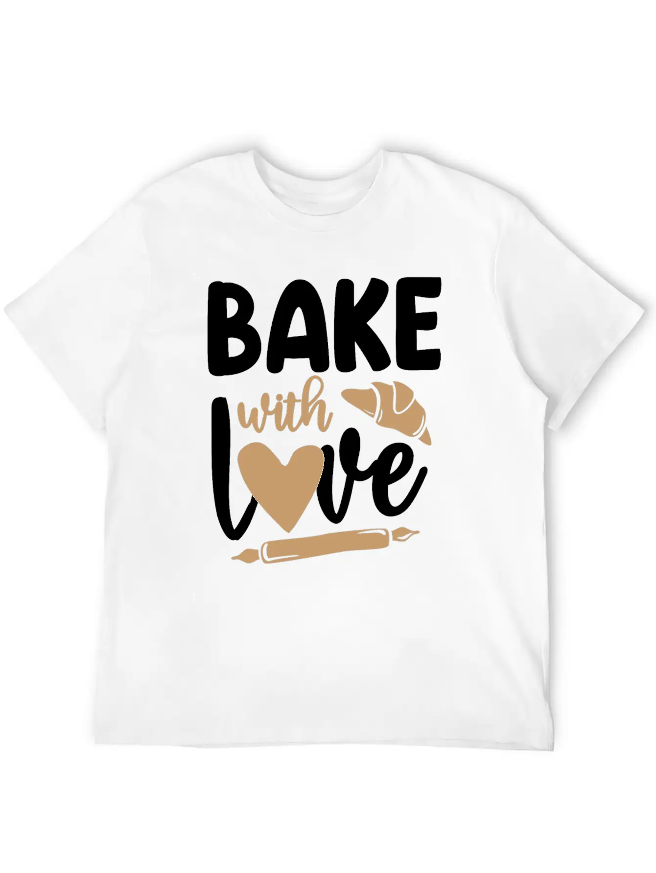 Bake Baking Rolling Pin Croissant Breathable Graphic T-Shirt – Perfect For Casual Days
