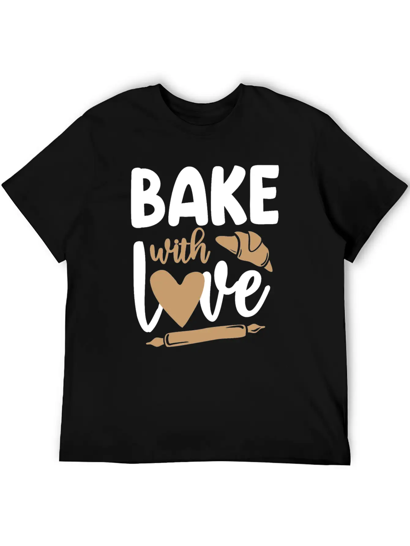 Bake Baking Rolling Pin Croissant Breathable Graphic T-Shirt – Perfect For Casual Days