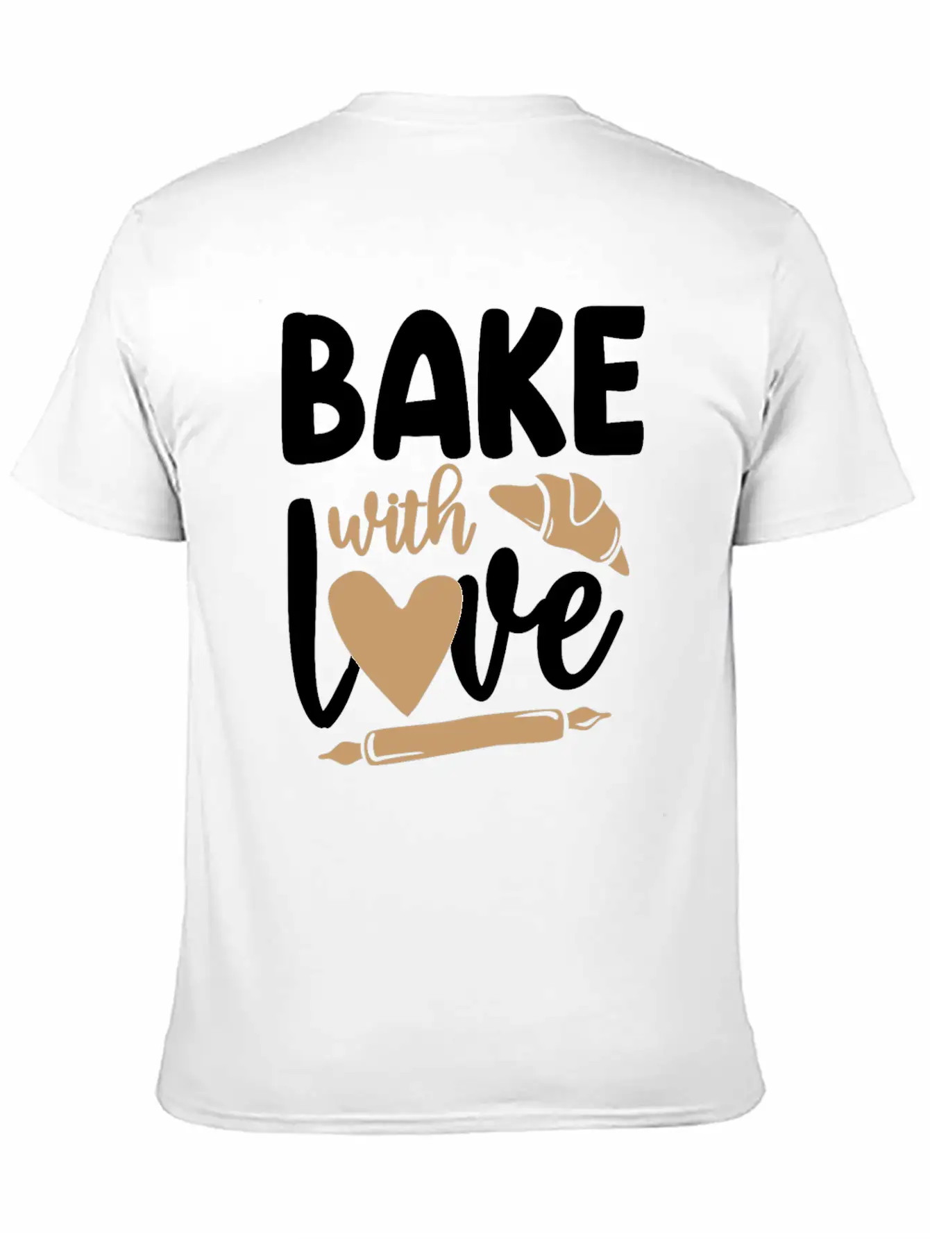 Bake Baking Rolling Pin Croissant Breathable Graphic T-Shirt – Perfect For Casual Days