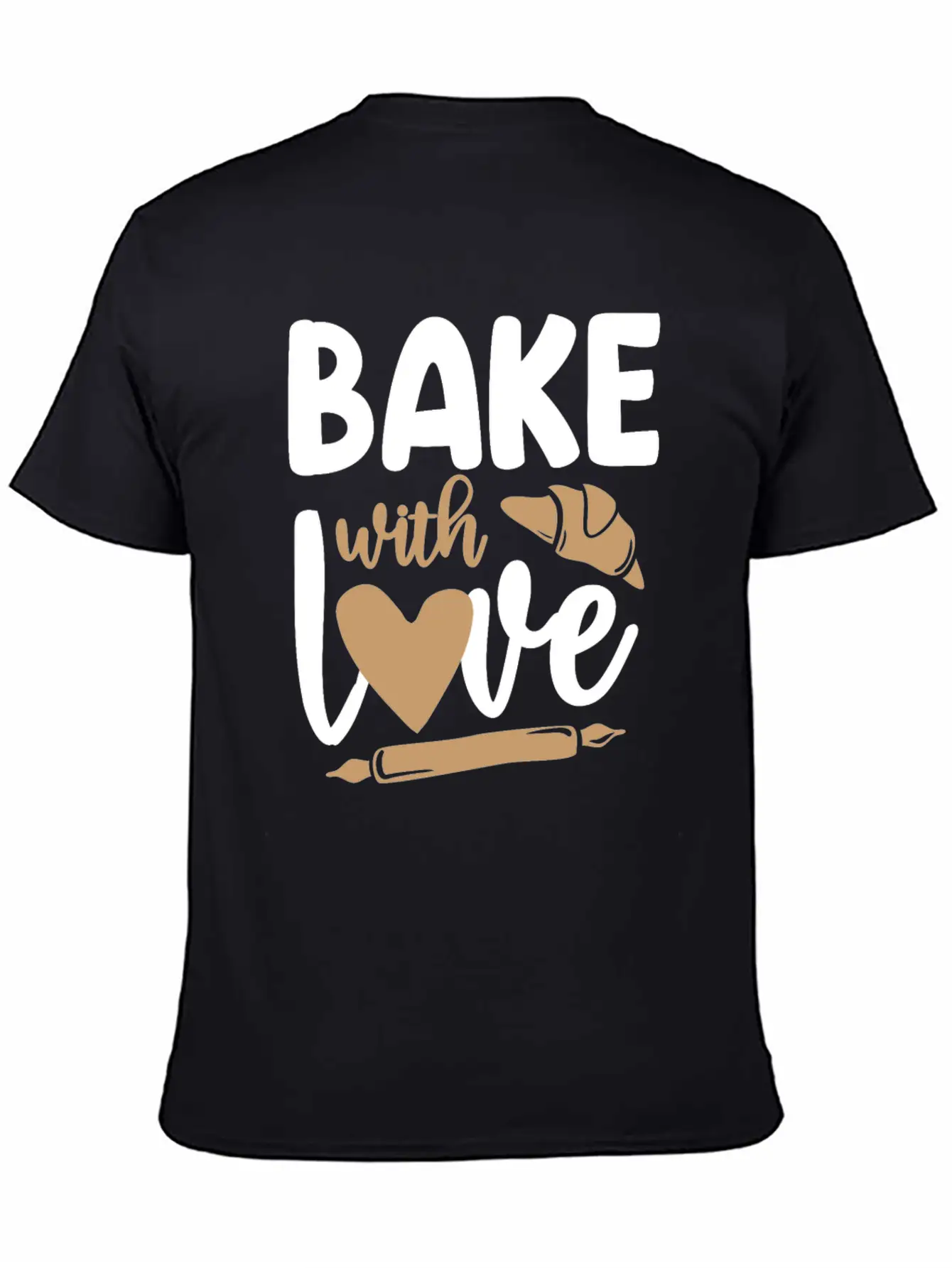 Bake Baking Rolling Pin Croissant Breathable Graphic T-Shirt – Perfect For Casual Days