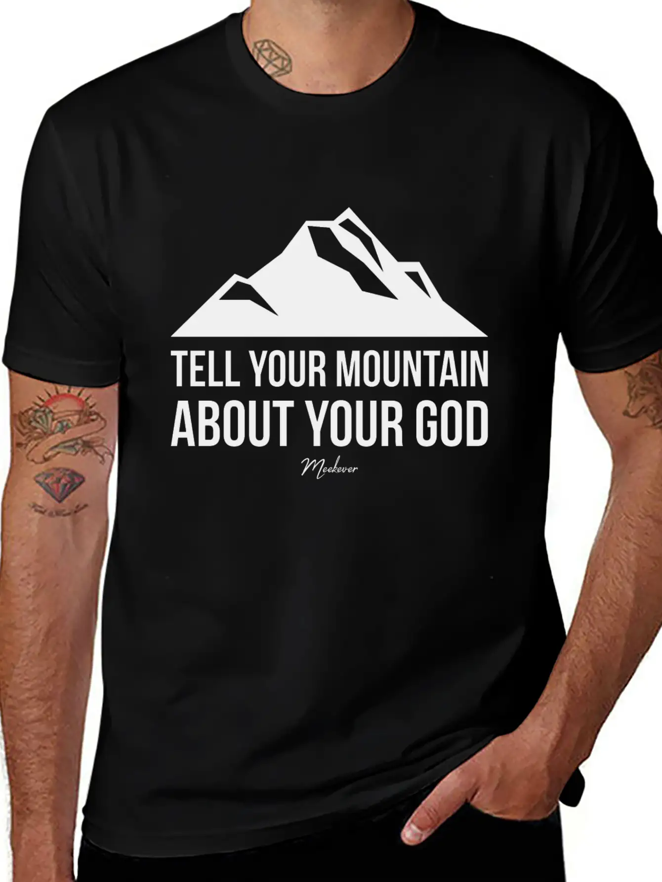 Bible Quote,Christian,Tell Your Mountain About God Basic Graphic T-Shirt – Daily Comfort In Soft Cotton