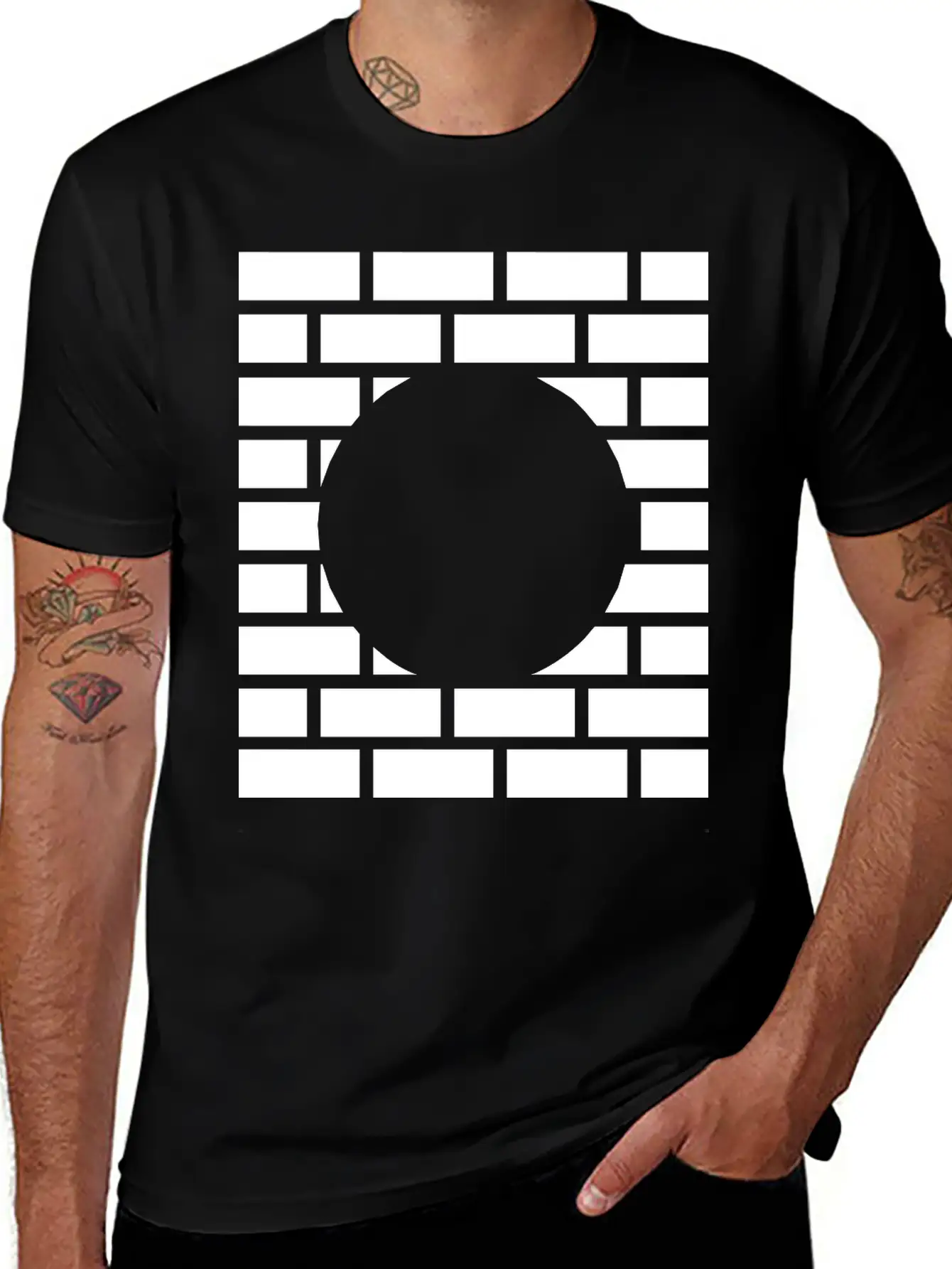 Brick Stone Wall Round Hole Breathable Graphic T-Shirt – Perfect For Casual Days