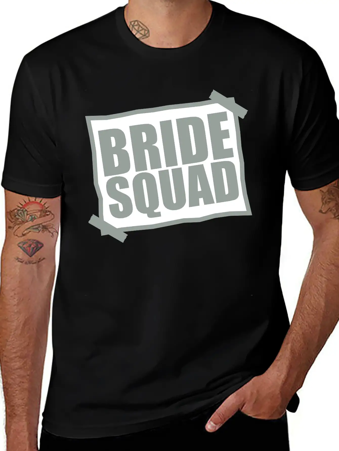 Bride Squad Note Slip Pasted Wedding Marry Engaged Basic Graphic T-Shirt – Daily Comfort In Soft Cotton