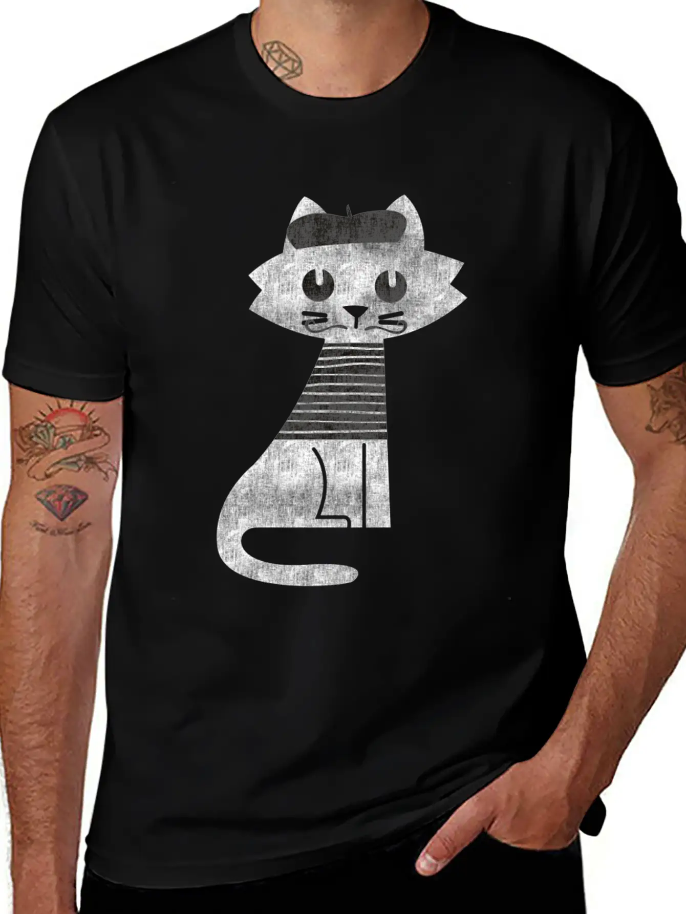 Cat From Paris Breathable Graphic T-Shirt – Perfect For Casual Days