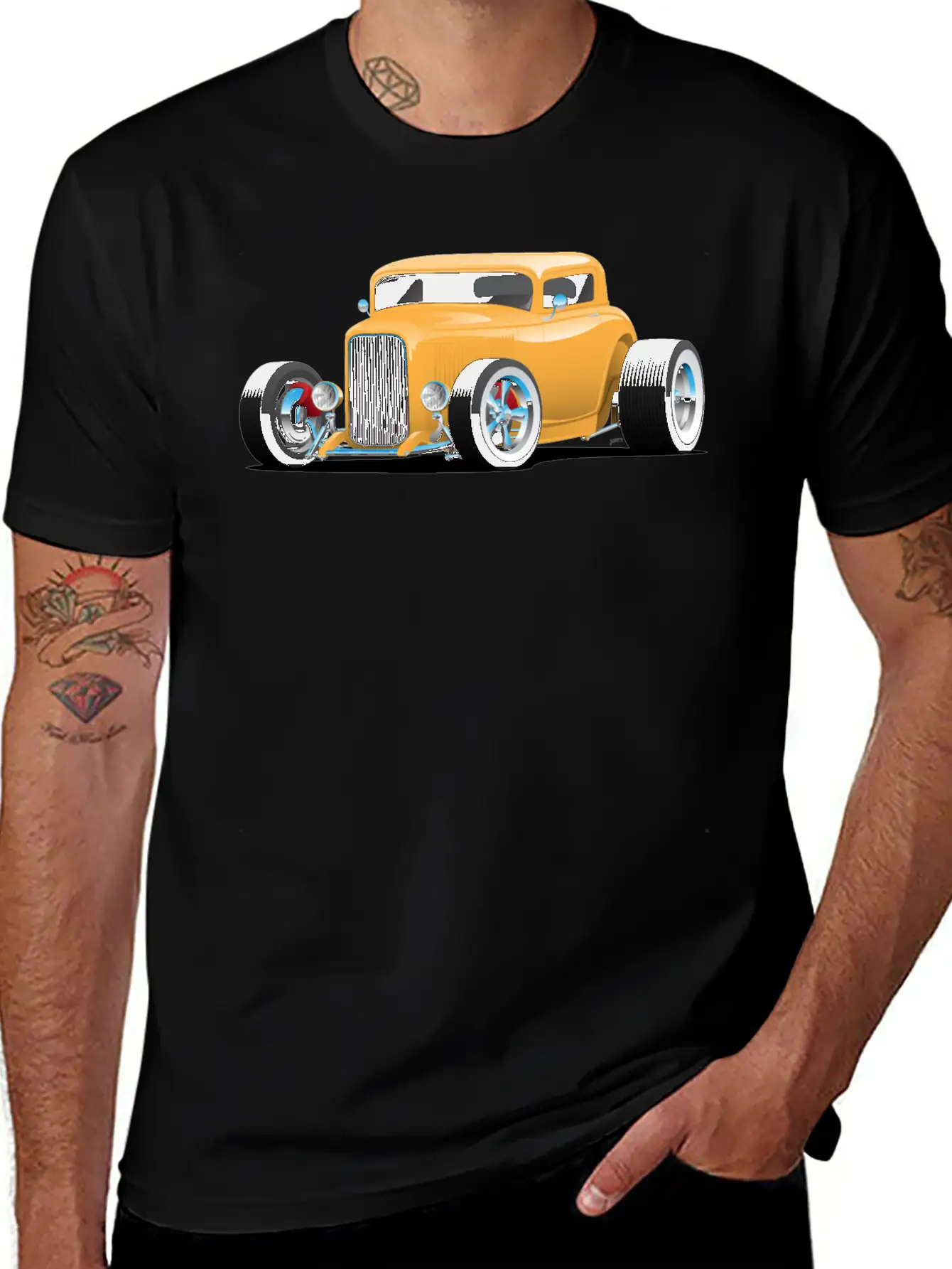 Classic American 32 Hotrod Car Illustration Breathable Graphic T-Shirt – Perfect For Casual Days
