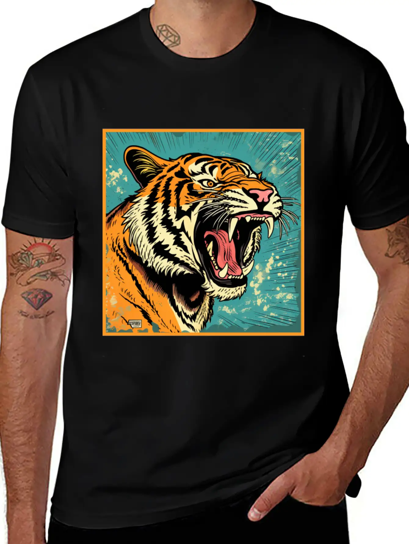 Colorful Tiger Cartoon Vintage Bengals Tiger Breathable Graphic T-Shirt – Perfect For Casual Days