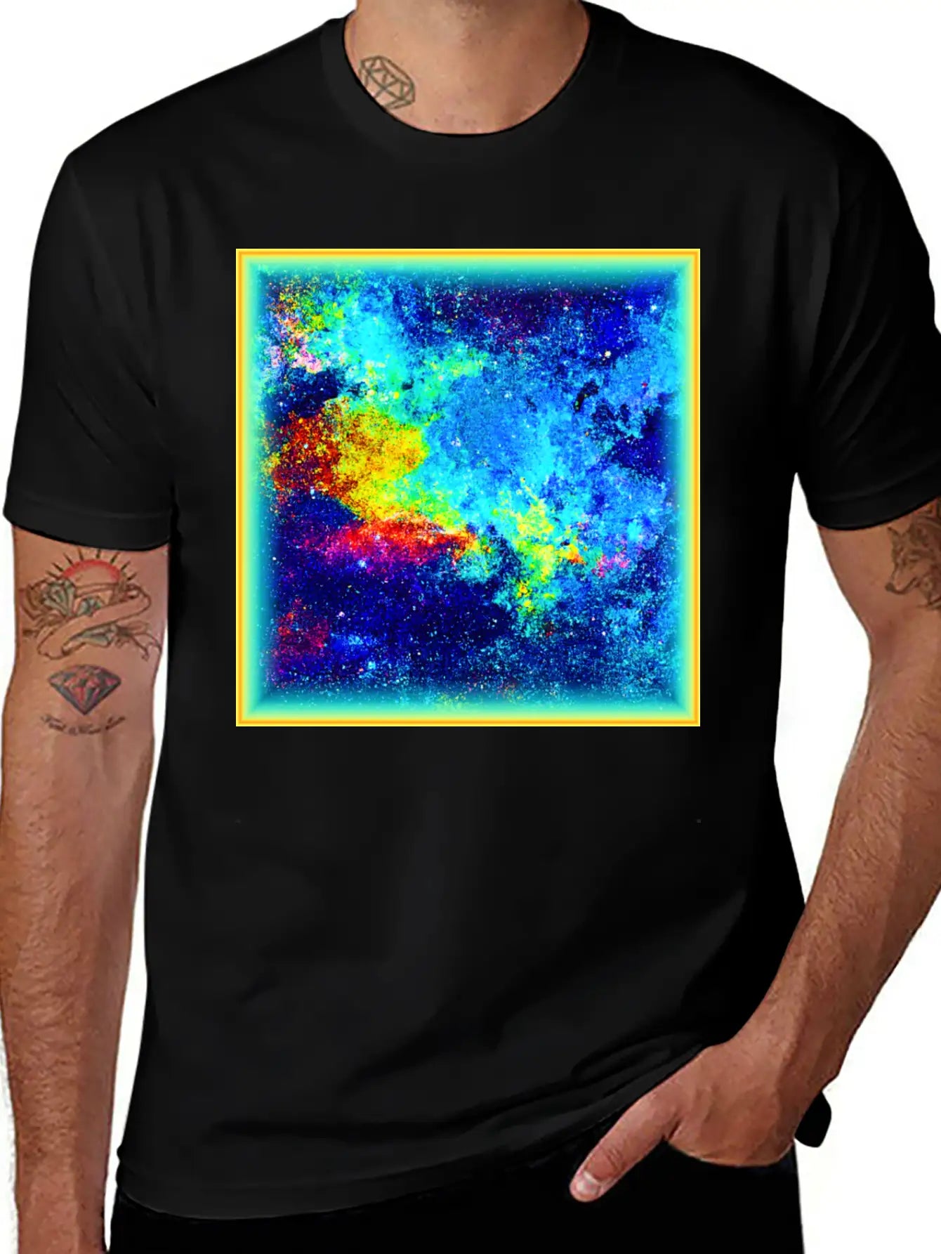 Cosmic Kaleidoscope: Colorful Universe Art Timeless Short Sleeve Tee – Comfy And Minimalist Design