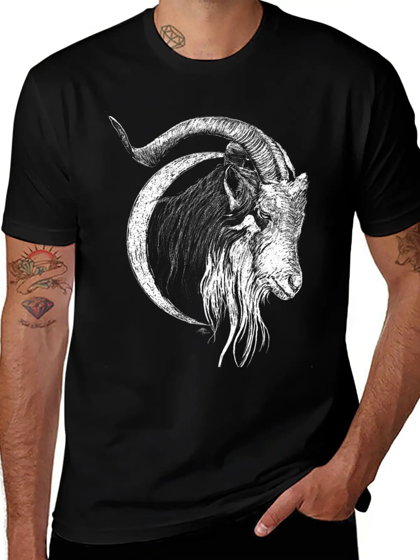 Crescent Moon Goat Breathable Graphic T-Shirt – Perfect For Casual Days
