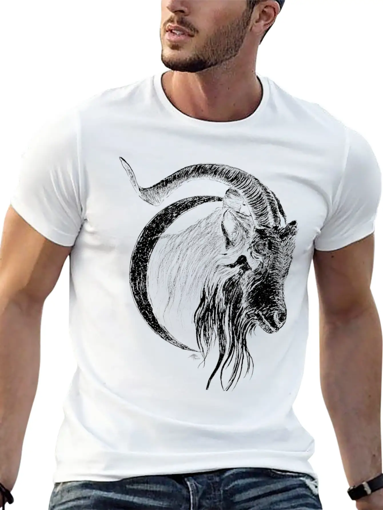 Crescent Moon Goat Breathable Graphic T-Shirt – Perfect For Casual Days