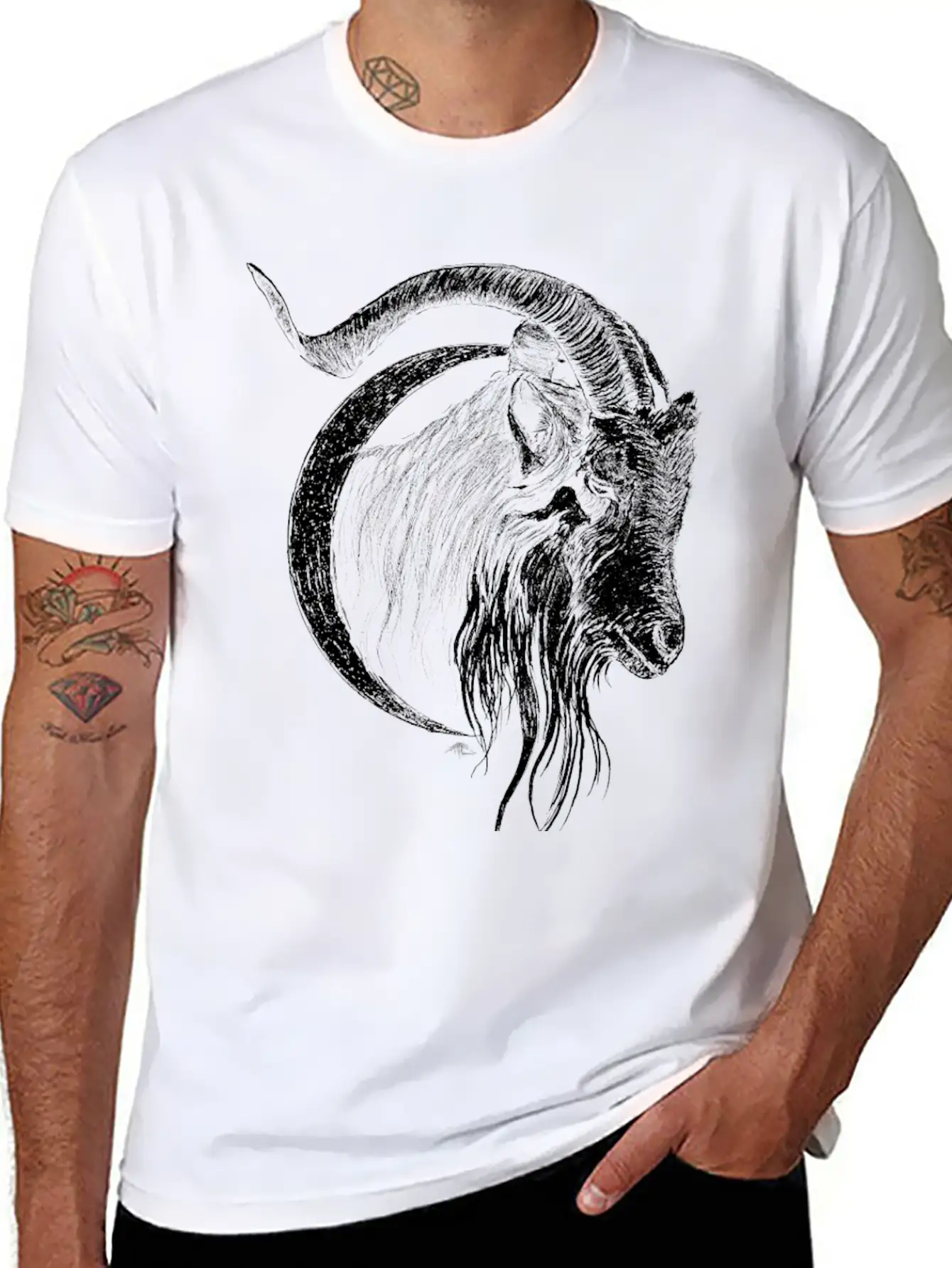 Crescent Moon Goat Breathable Graphic T-Shirt – Perfect For Casual Days