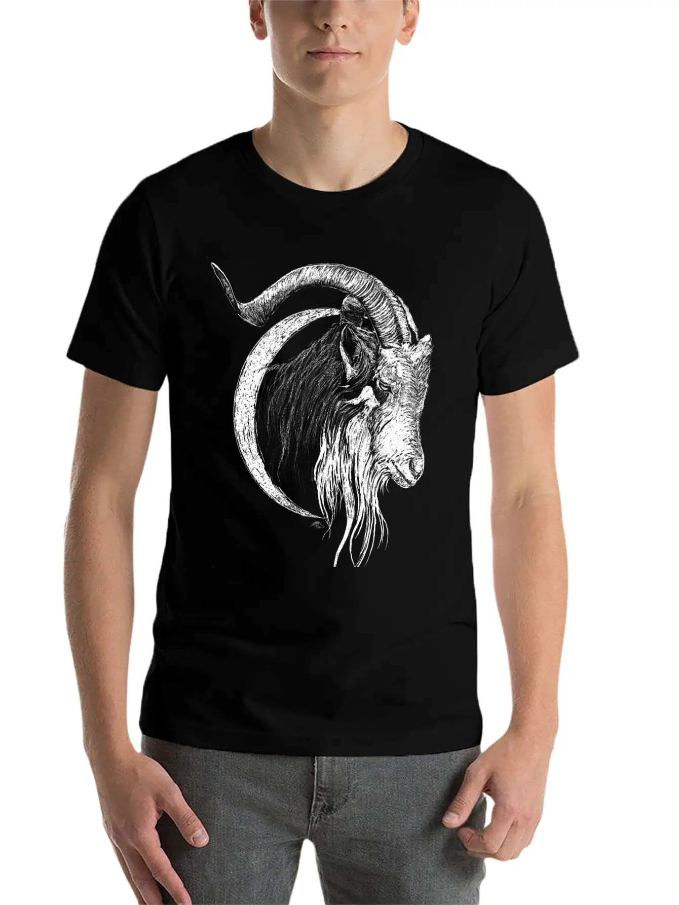 Crescent Moon Goat Breathable Graphic T-Shirt – Perfect For Casual Days