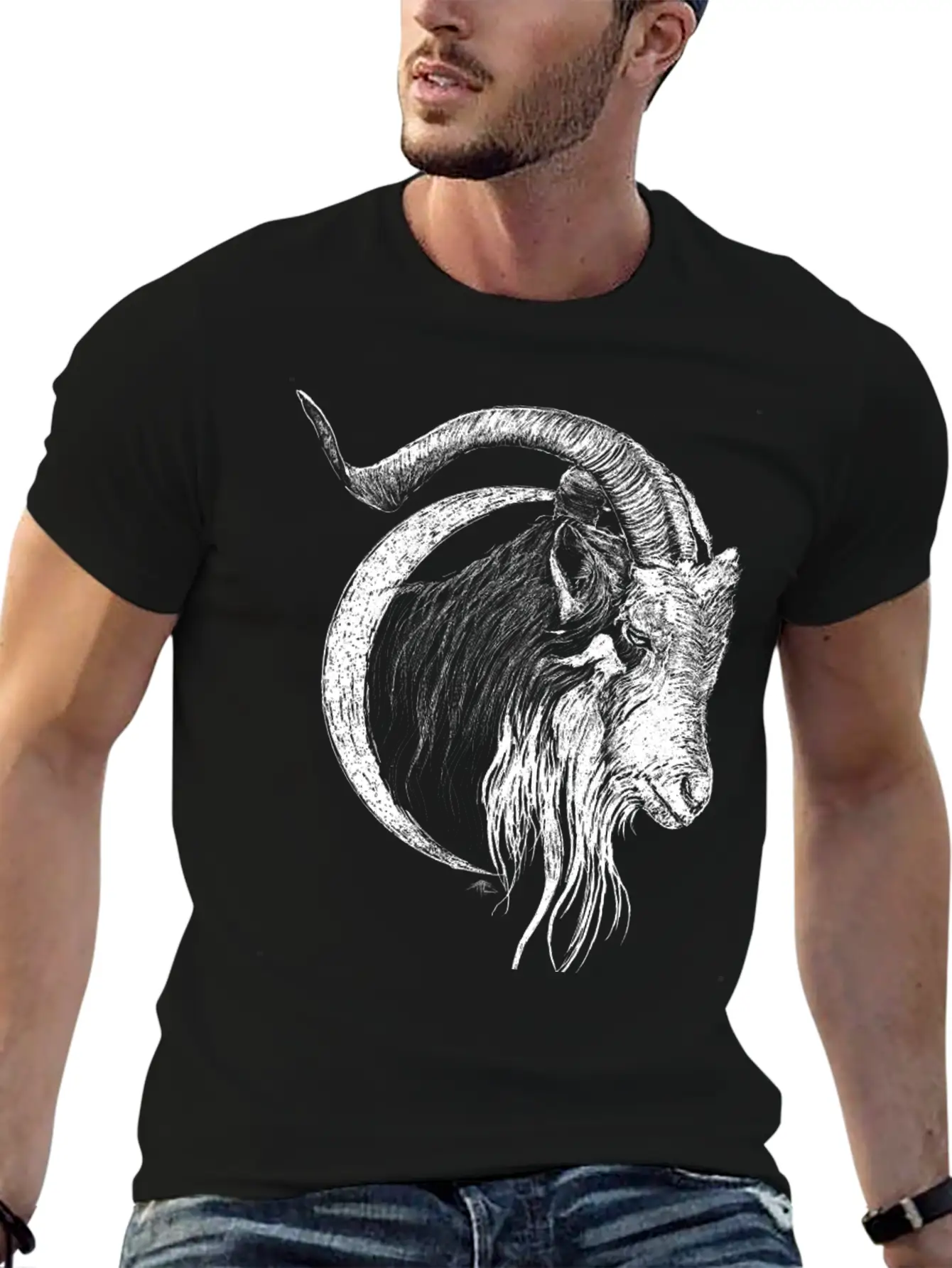 Crescent Moon Goat Breathable Graphic T-Shirt – Perfect For Casual Days