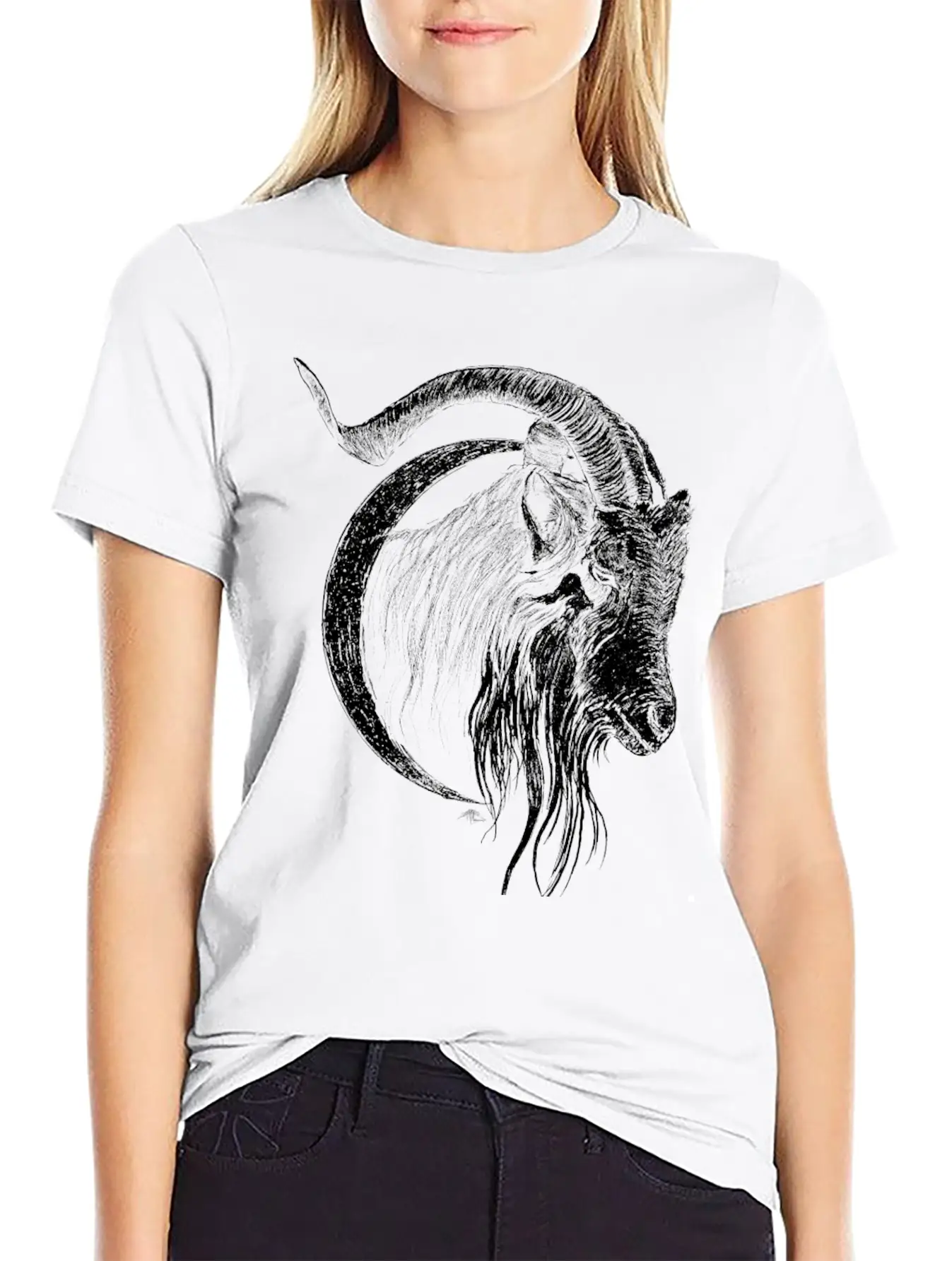 Crescent Moon Goat Breathable Graphic T-Shirt – Perfect For Casual Days