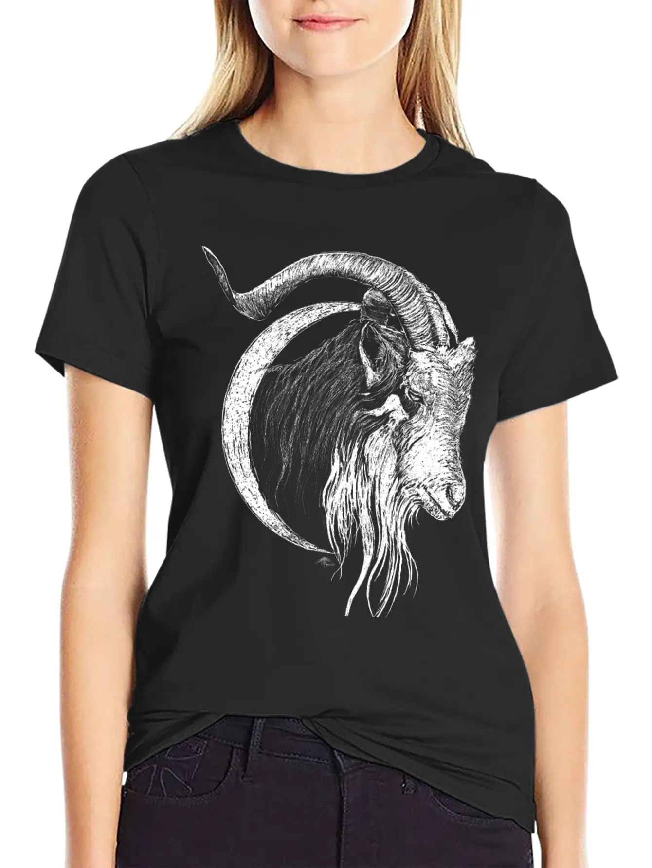 Crescent Moon Goat Breathable Graphic T-Shirt – Perfect For Casual Days