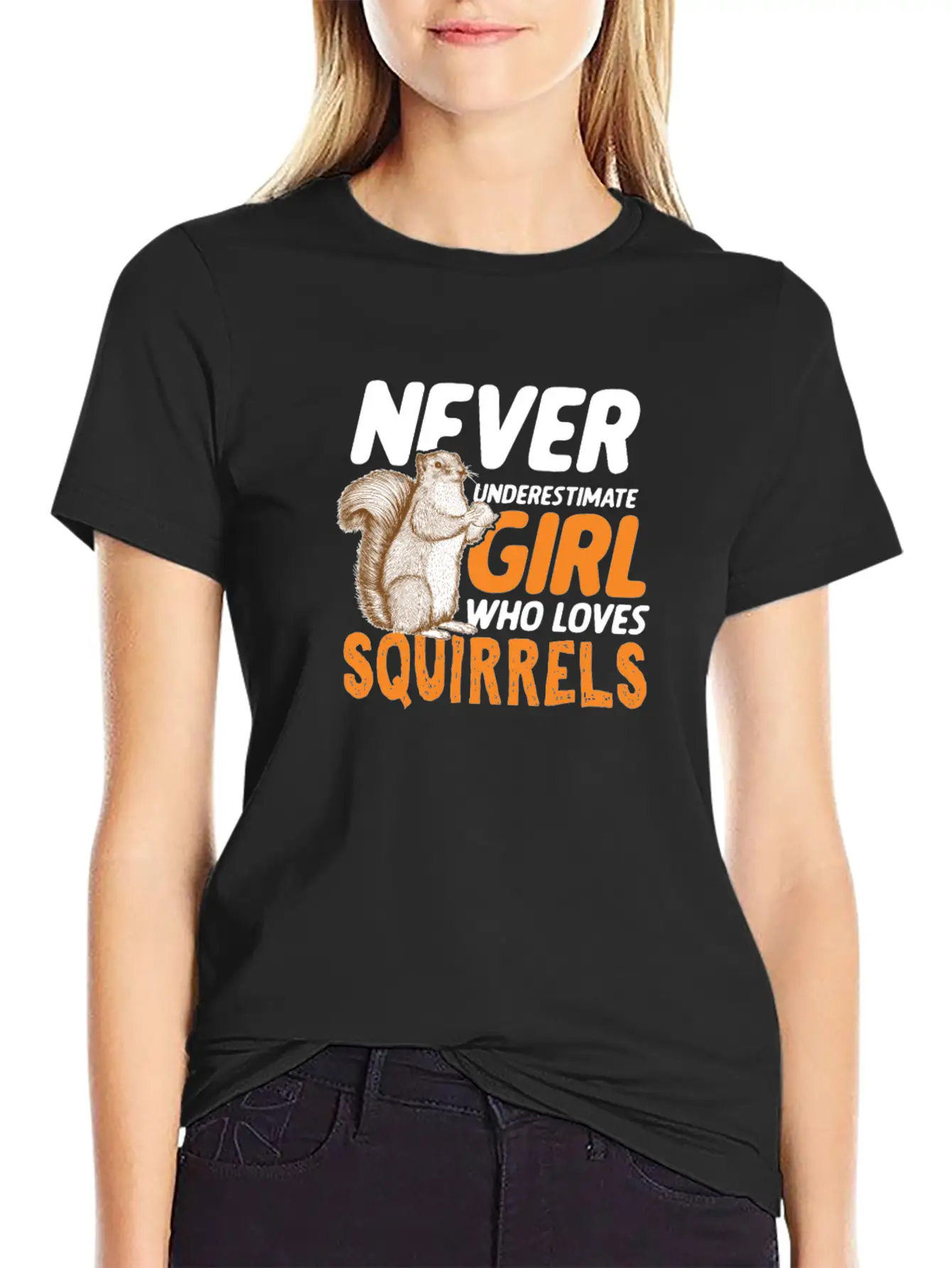 Cute Never Underestimate Girl Who Love Squirrels Breathable Graphic T-Shirt – Perfect For Casual Days