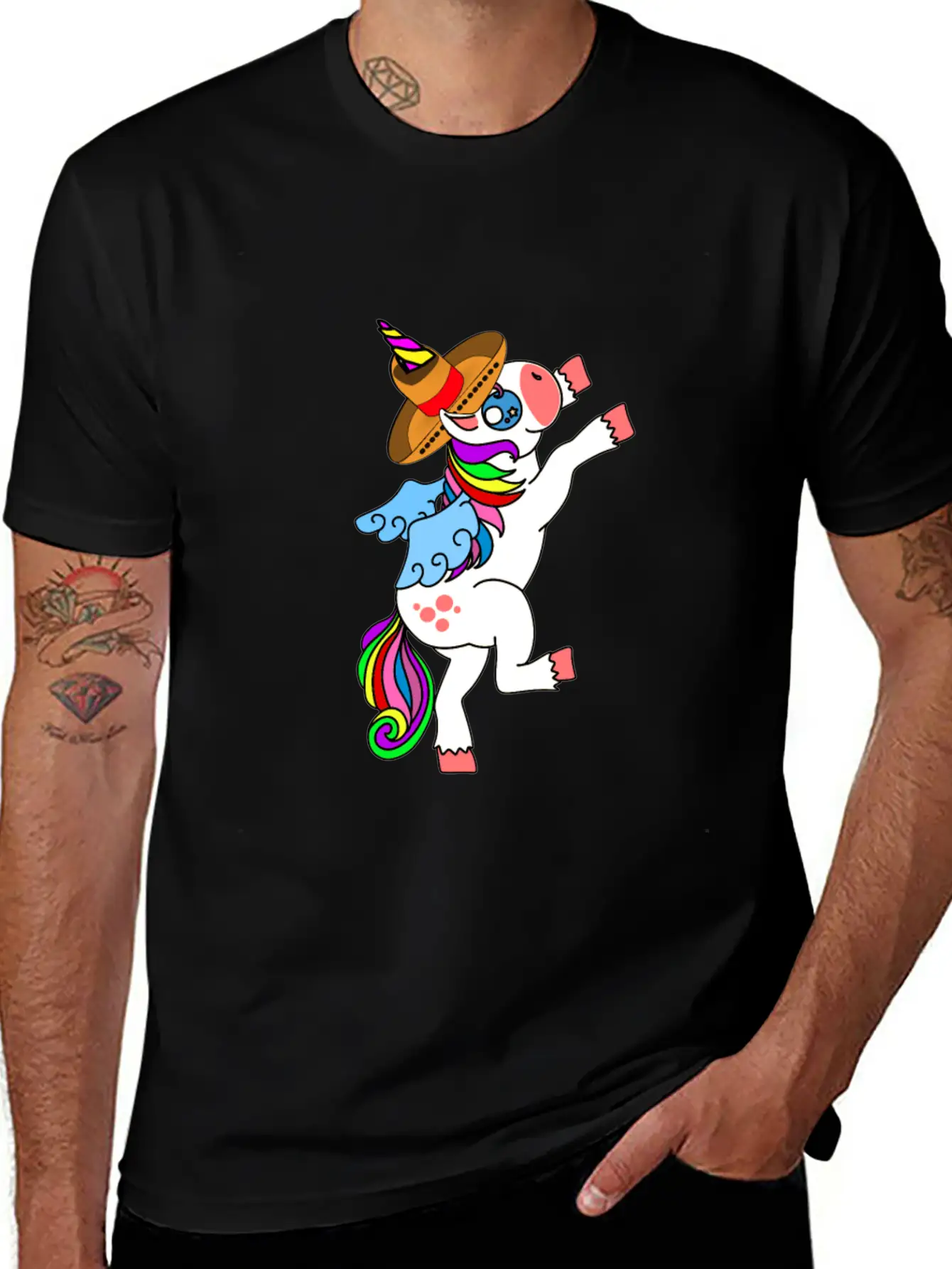 Dancing White Unicorn Cinco De Mayo And Mardy Gras Basic Graphic T-Shirt – Daily Comfort In Soft Cotton