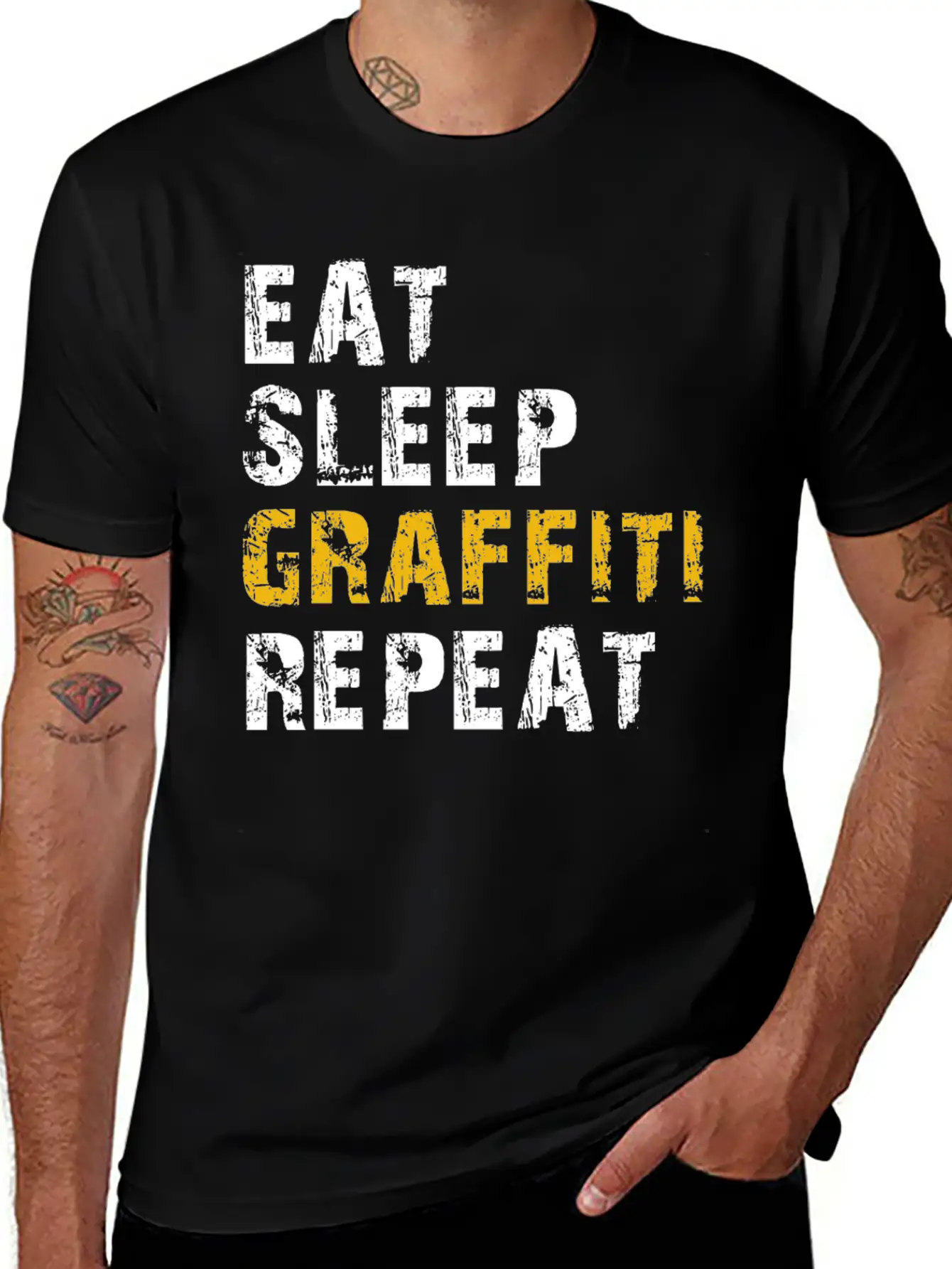 Eat Sleep Graffiti Basic Graphic T-Shirt – Daily Comfort In Soft Cotton