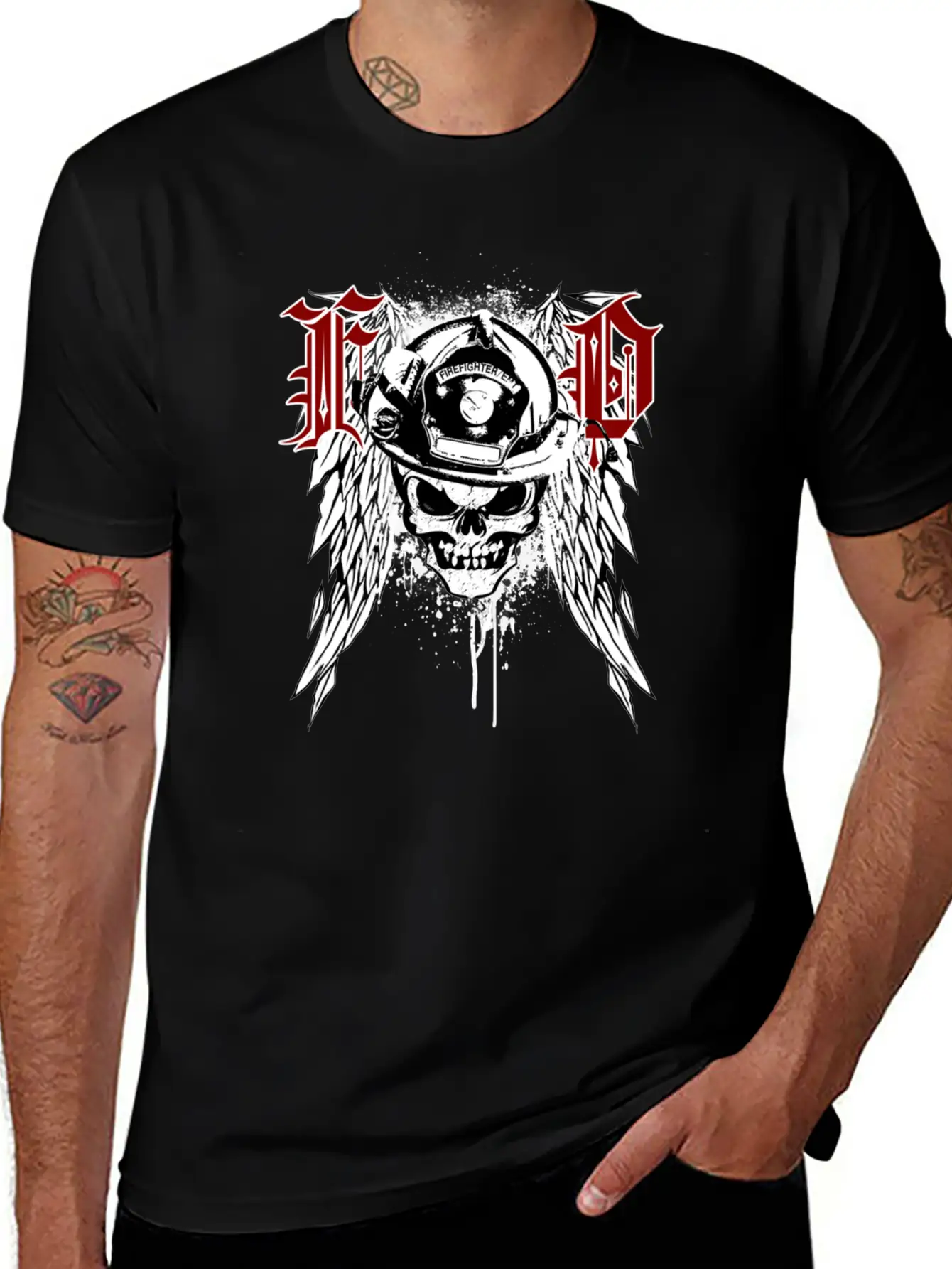 Fire Dept Skull Breathable Graphic T-Shirt – Perfect For Casual Days