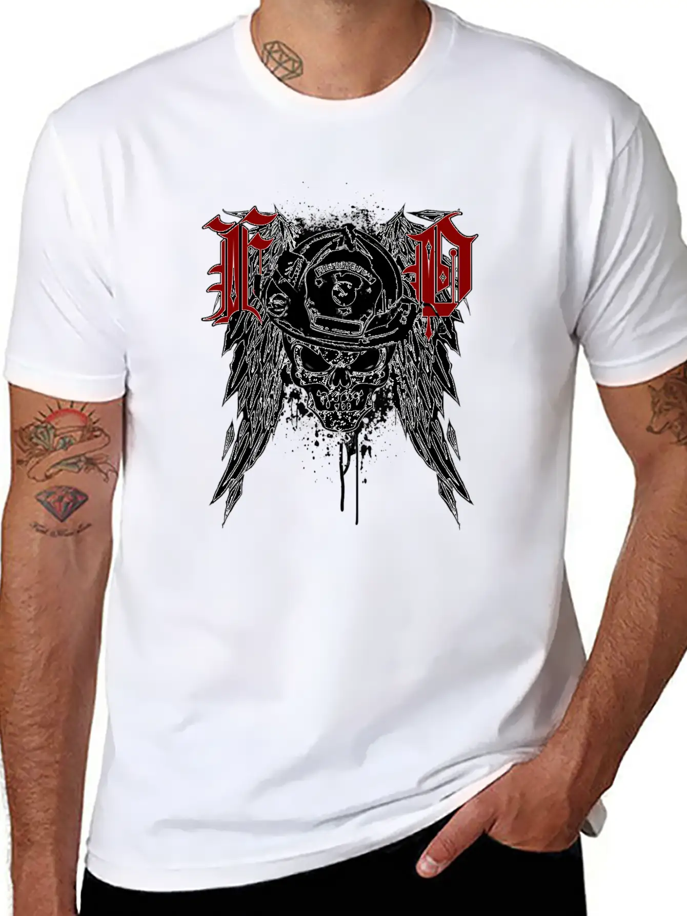 Fire Dept Skull Breathable Graphic T-Shirt – Perfect For Casual Days