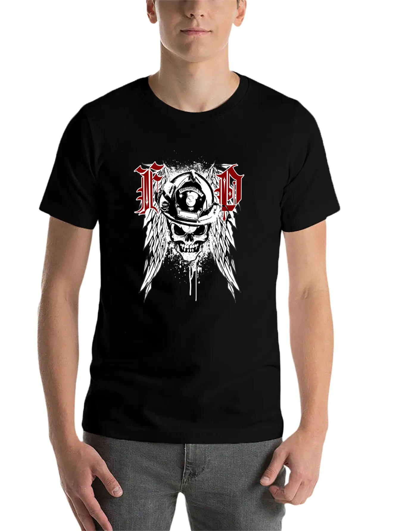 Fire Dept Skull Breathable Graphic T-Shirt – Perfect For Casual Days