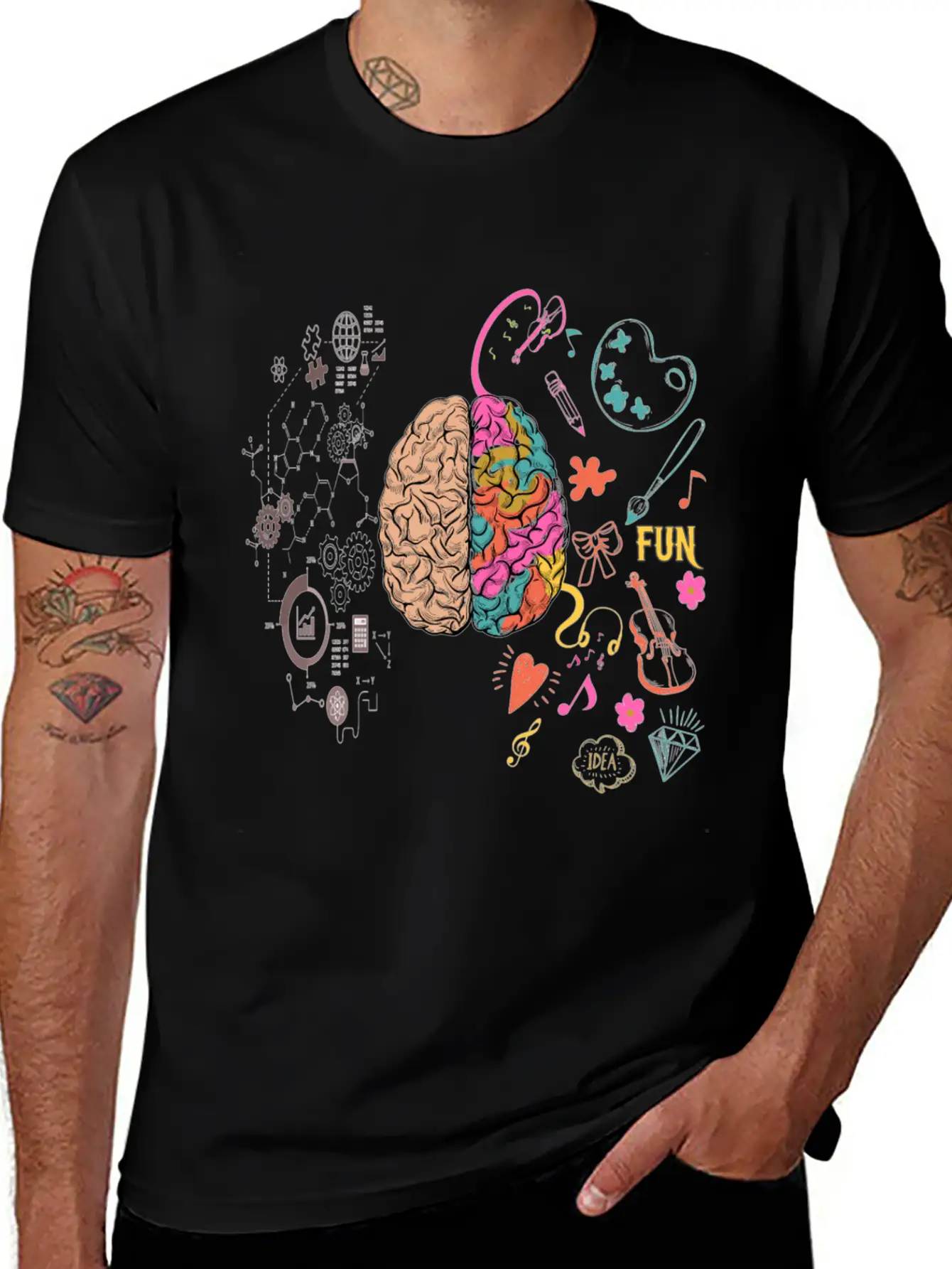 Funny Colorful Brain T-Shirt Breathable Graphic T-Shirt – Perfect For Casual Days