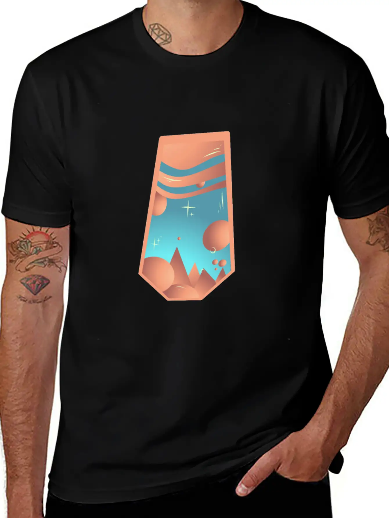 Geometric Vintage World Breathable Graphic T-Shirt – Perfect For Casual Days