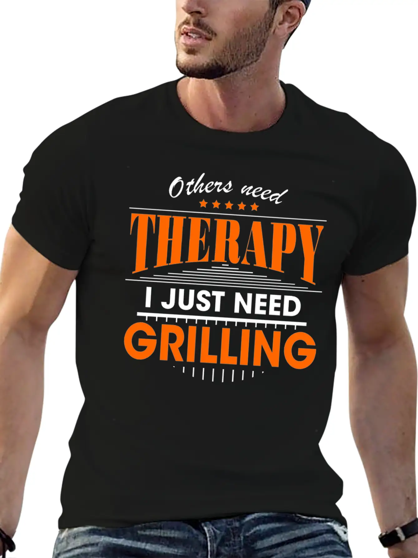 Grilling Is My Therapy Breathable Graphic T-Shirt – Perfect For Casual Days