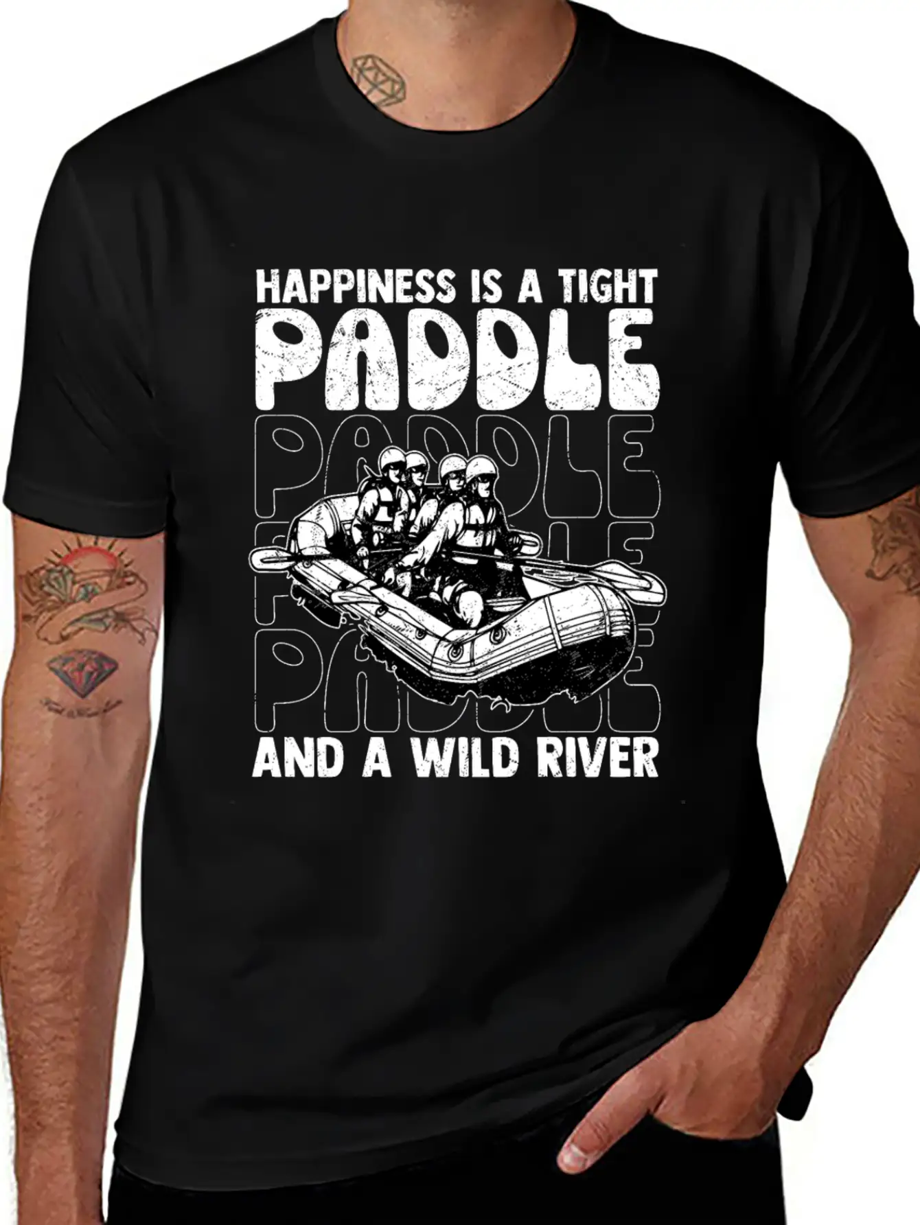 Happiness Is A Tight Paddle White Water Rafting Breathable Graphic T-Shirt – Perfect For Casual Days