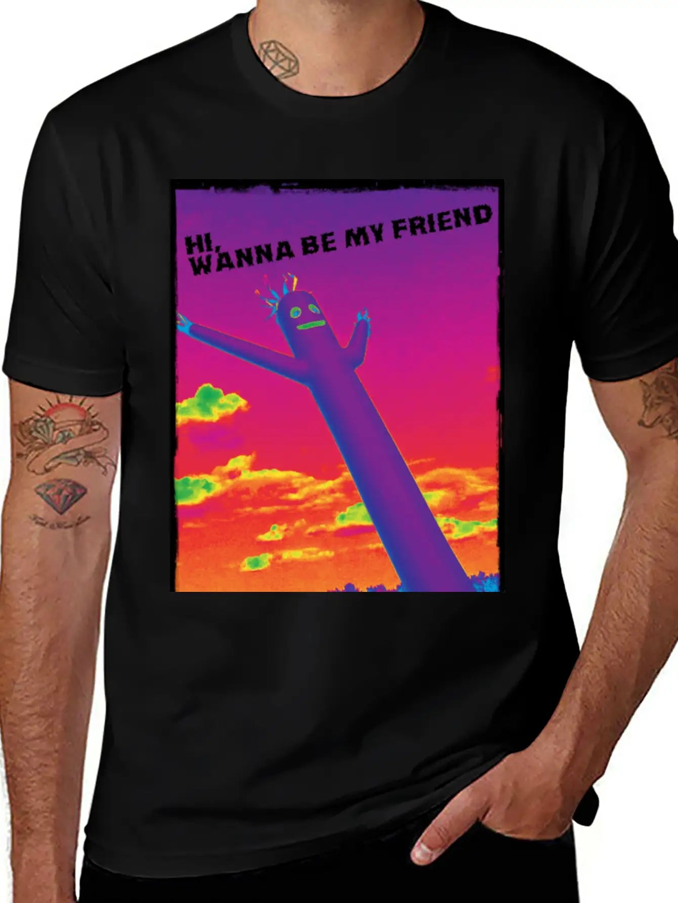 Hi, Wanna Be My Friend(sunrise) Breathable Graphic T-Shirt – Perfect For Casual Days