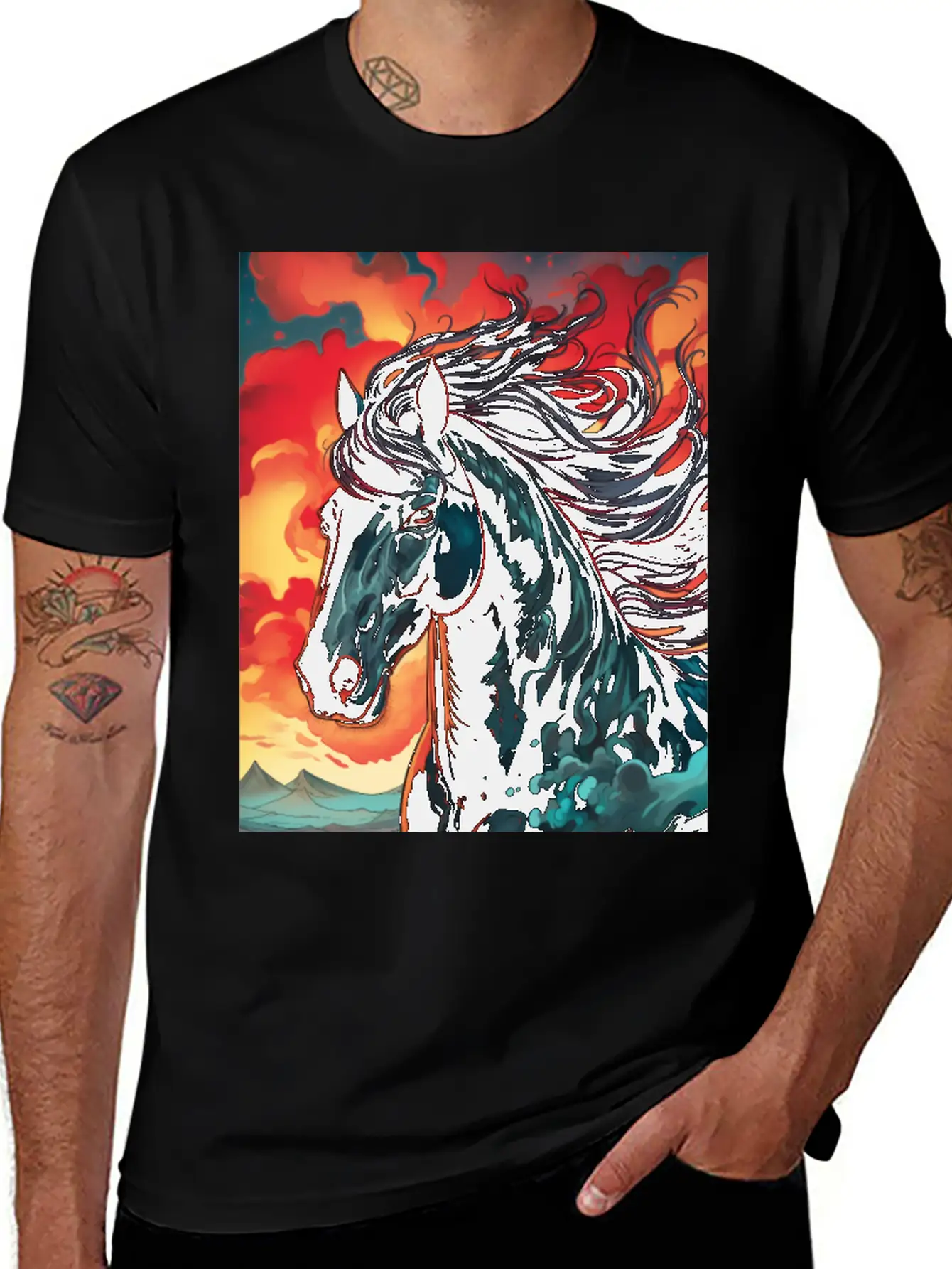Horse Mirage Breathable Graphic T-Shirt – Perfect For Casual Days