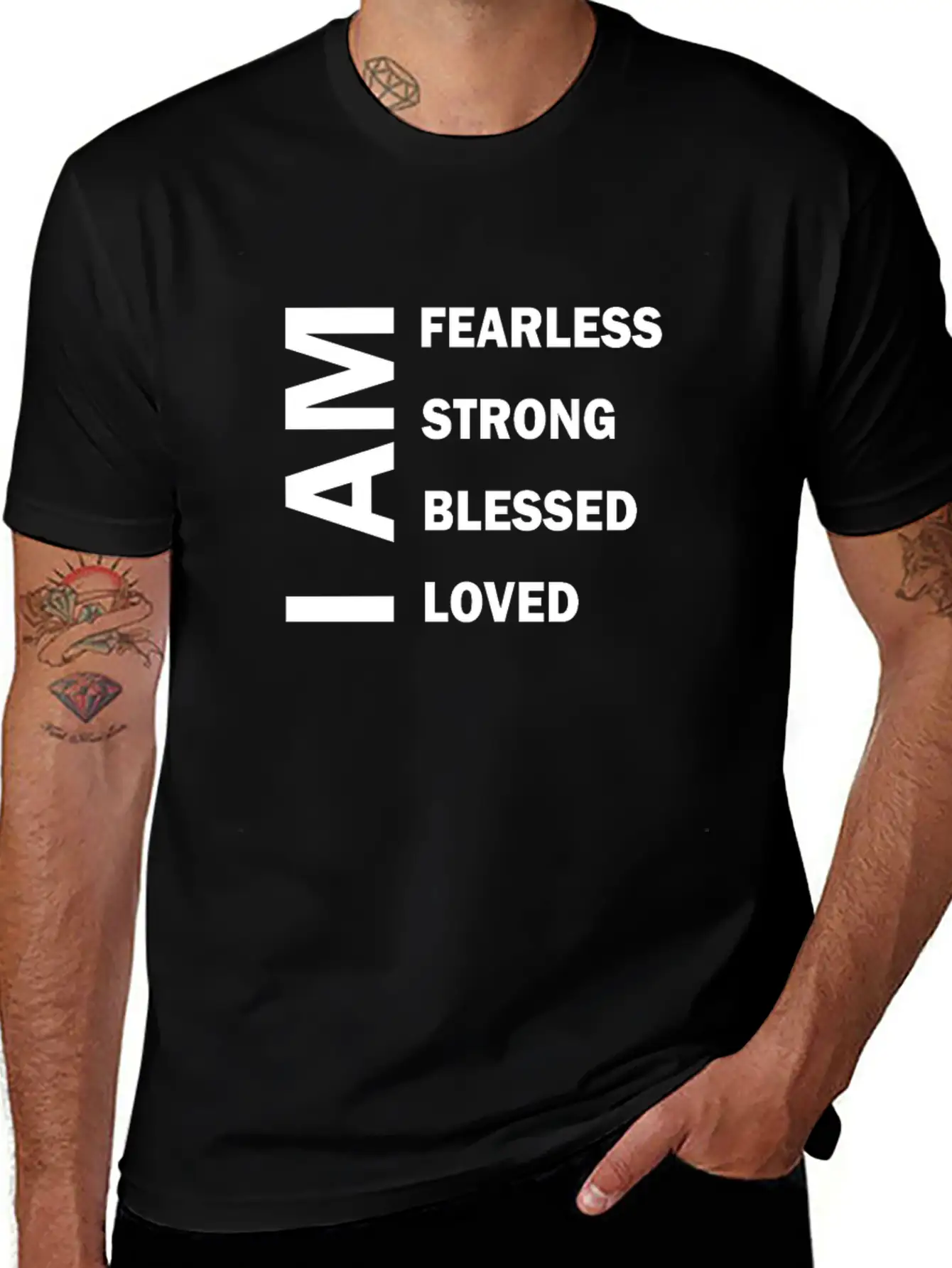 I Am Fearless I Am Strong I Am Blessed Breathable Graphic T-Shirt – Perfect For Casual Days