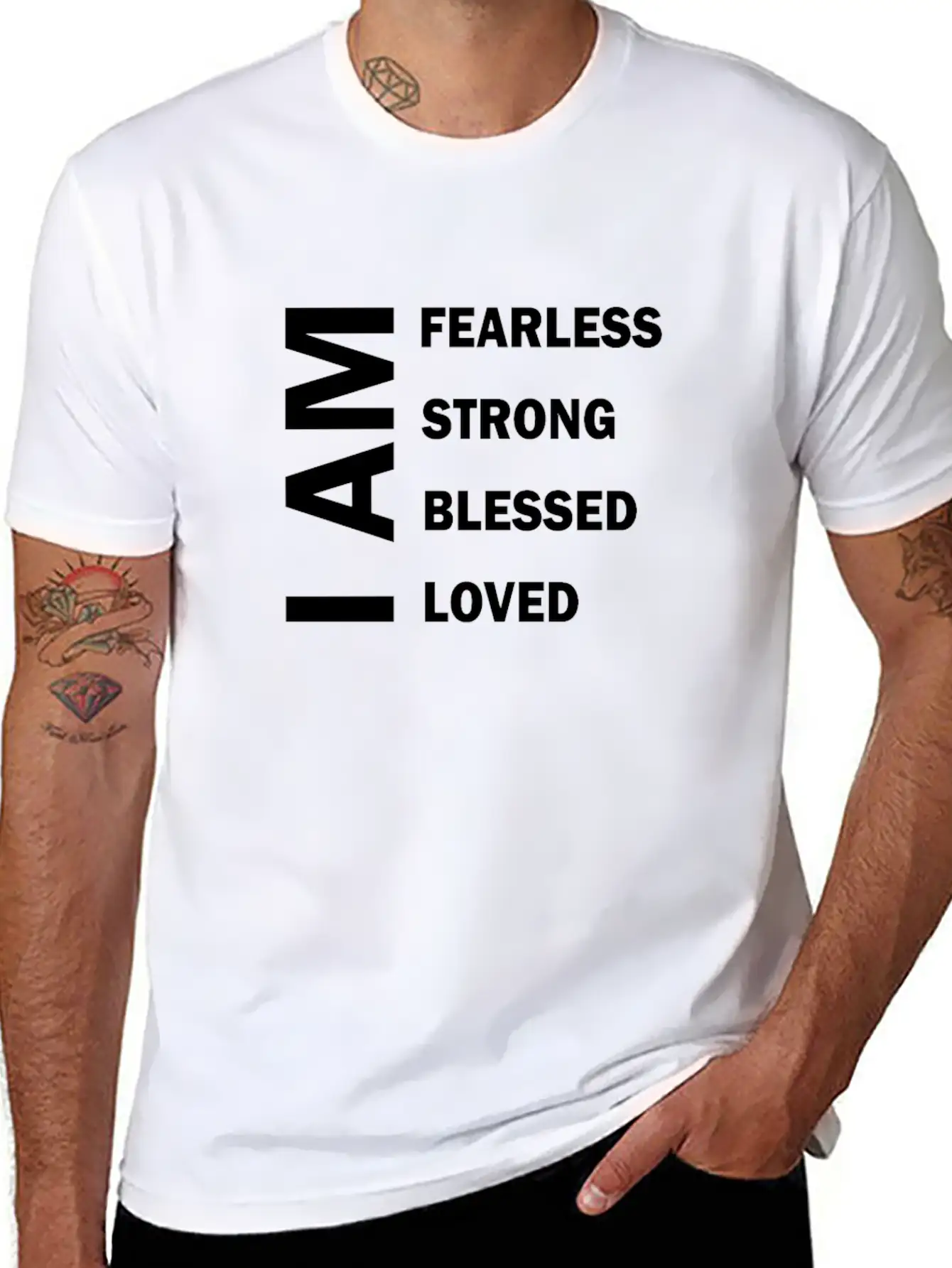 I Am Fearless I Am Strong I Am Blessed Breathable Graphic T-Shirt – Perfect For Casual Days
