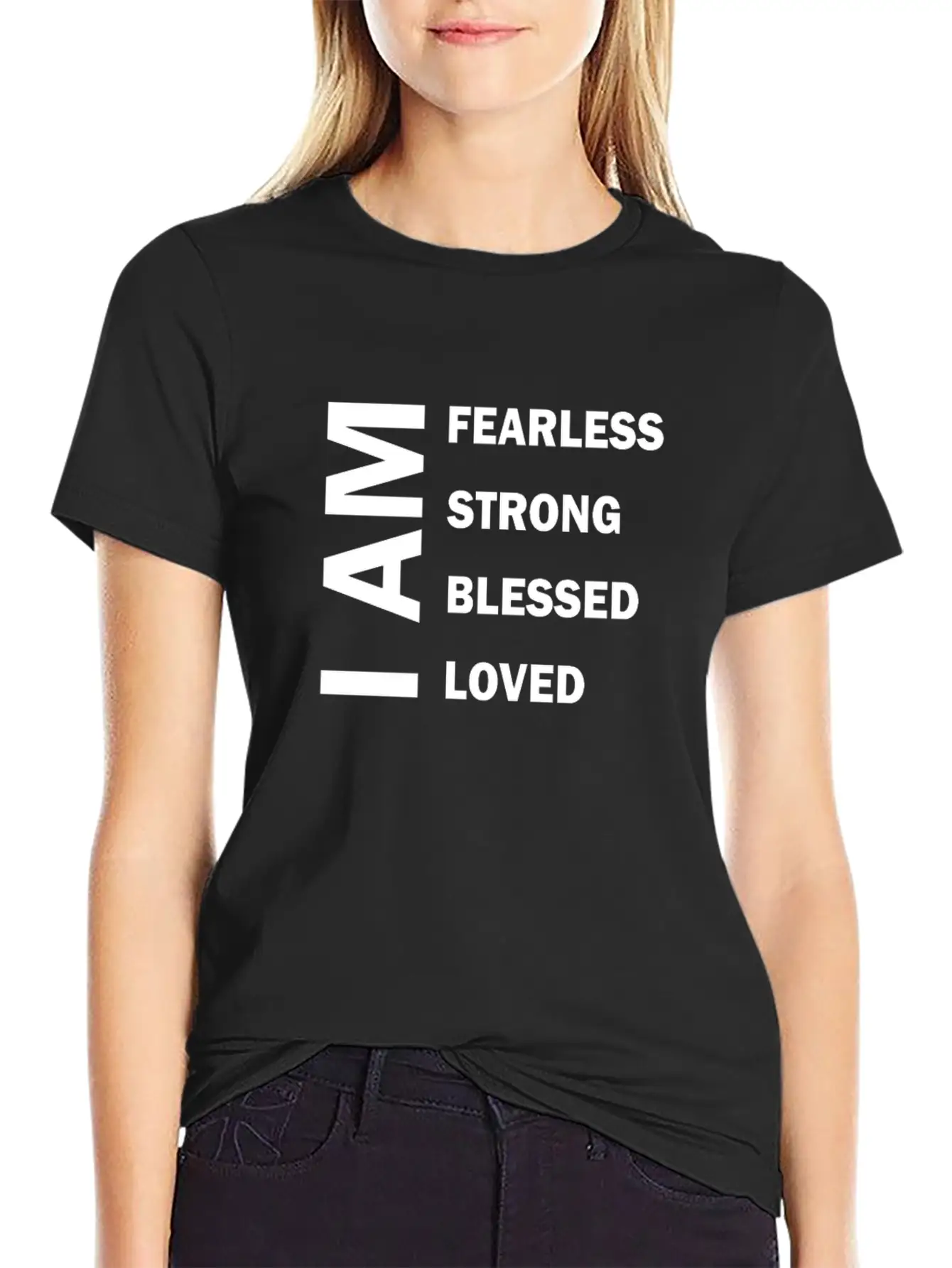 I Am Fearless I Am Strong I Am Blessed Breathable Graphic T-Shirt – Perfect For Casual Days