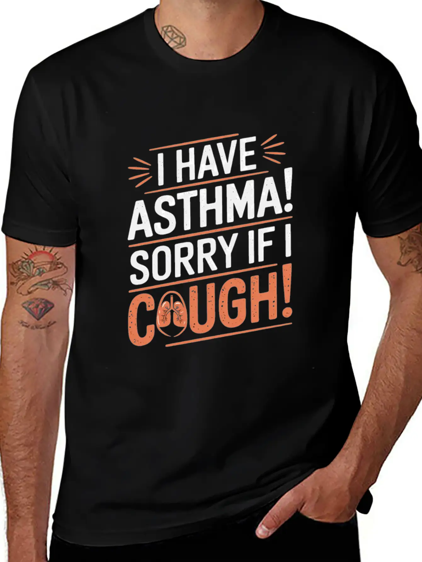 I Have Asthma Sorry If I Cough Awareness Statement Breathable Graphic T-Shirt – Perfect For Casual Days