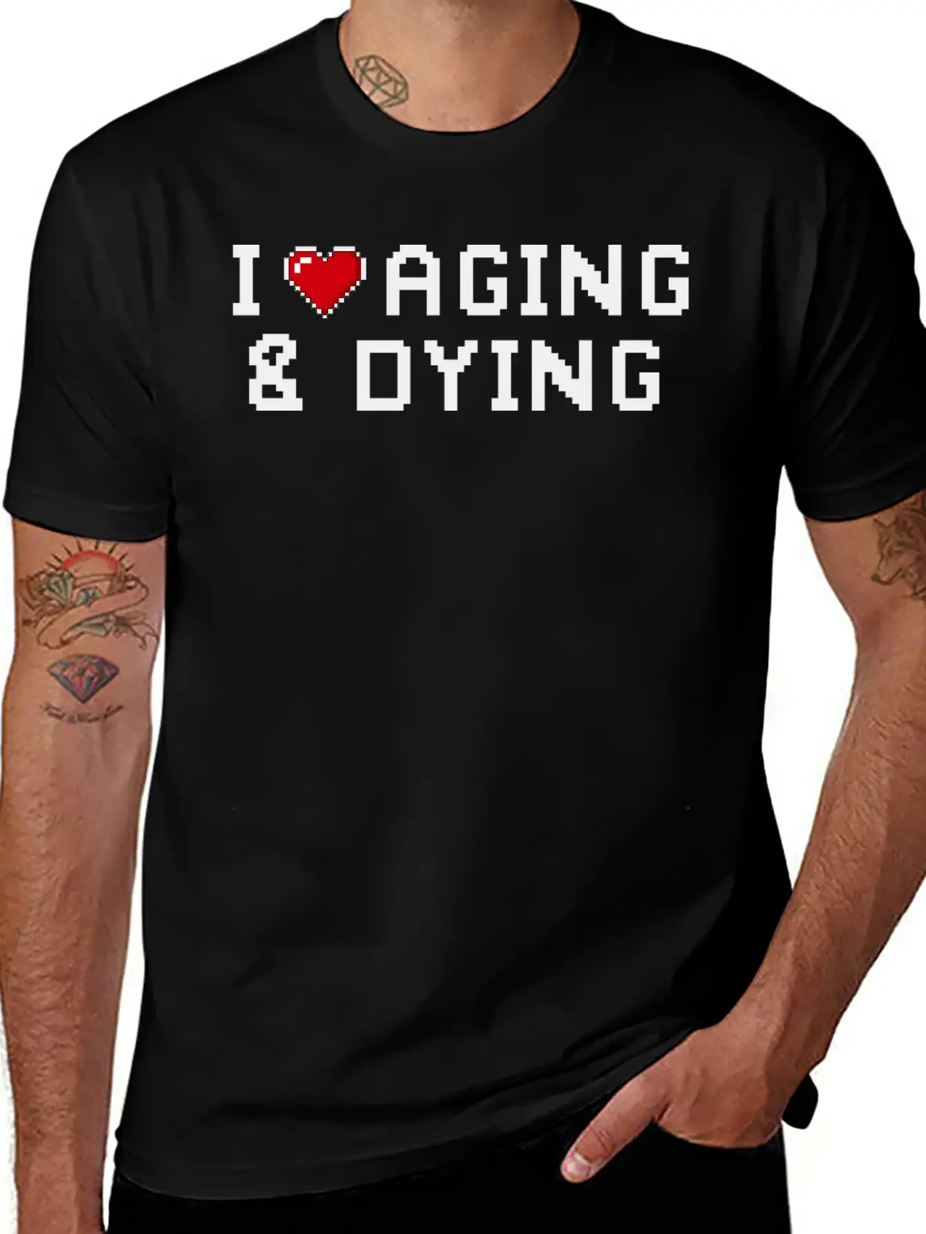 I Love Aging And Dying Pixel Version Basic Graphic T-Shirt – Daily Comfort In Soft Cotton
