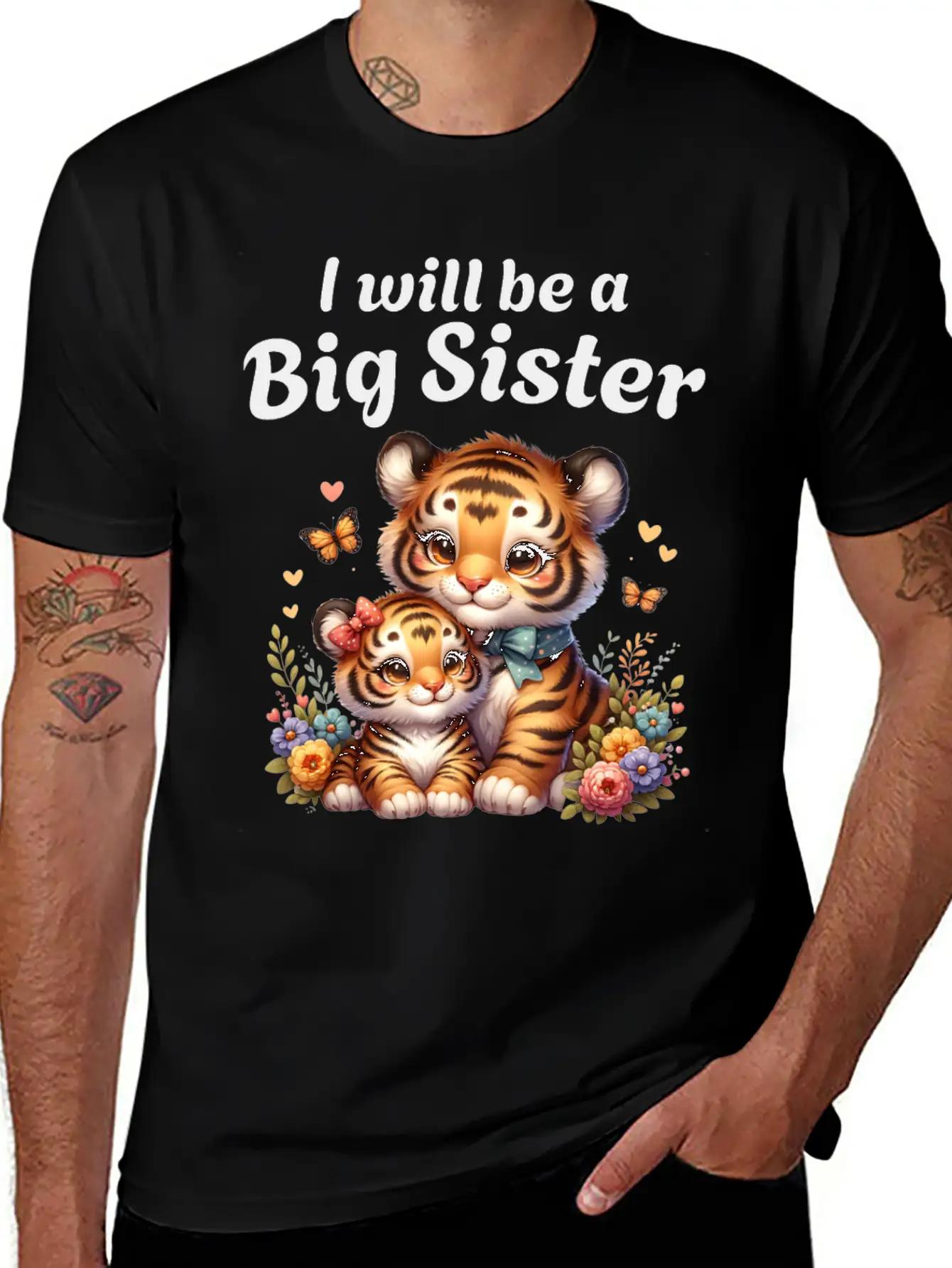 I'm Going To Be A Big Sister Sweet Tigers Breathable Graphic T-Shirt – Perfect For Casual Days