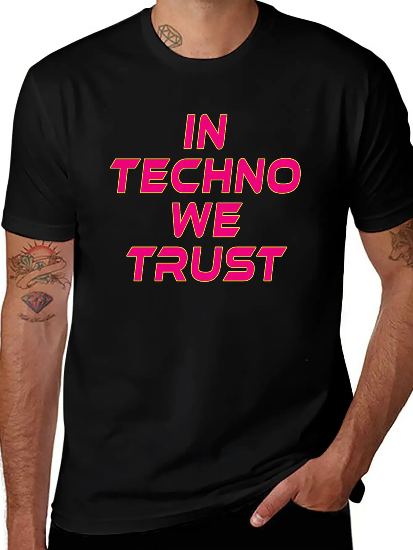In Techno We Trust Rave Music Timeless Short Sleeve Tee – Comfy And Minimalist Design