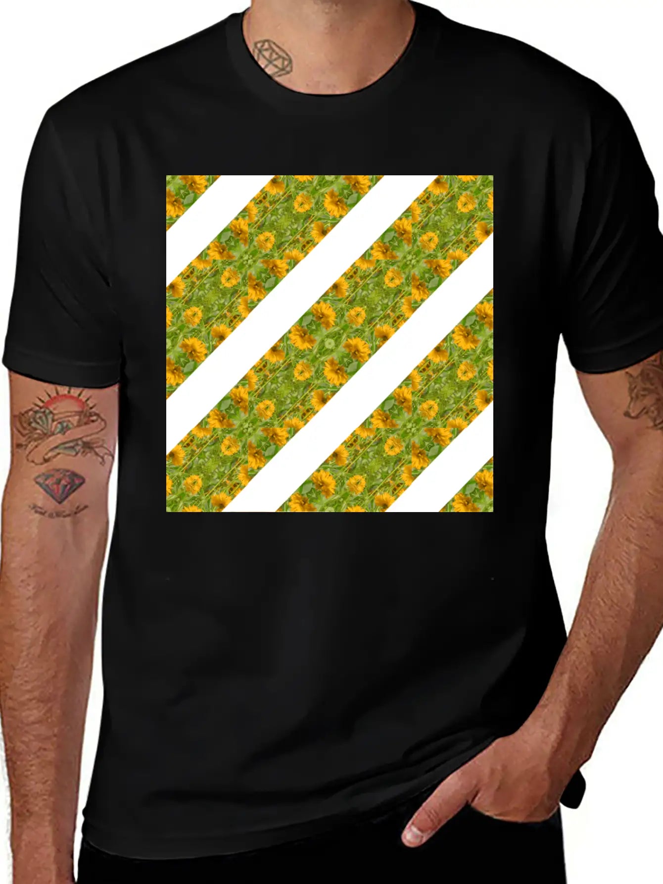 Indian Floral Stipes Timeless Short Sleeve Tee – Comfy And Minimalist Design
