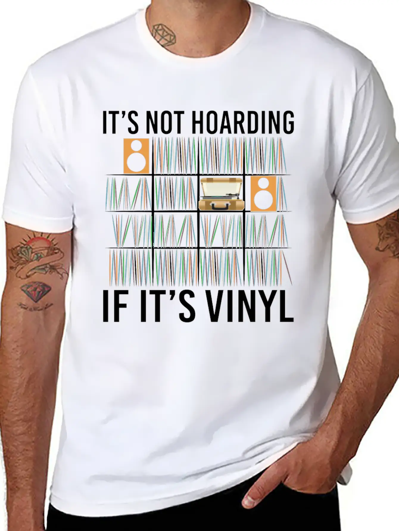 It's Not Hoarding If It's Vinyl Vintage Records Basic Graphic T-Shirt – Daily Comfort In Soft Cotton