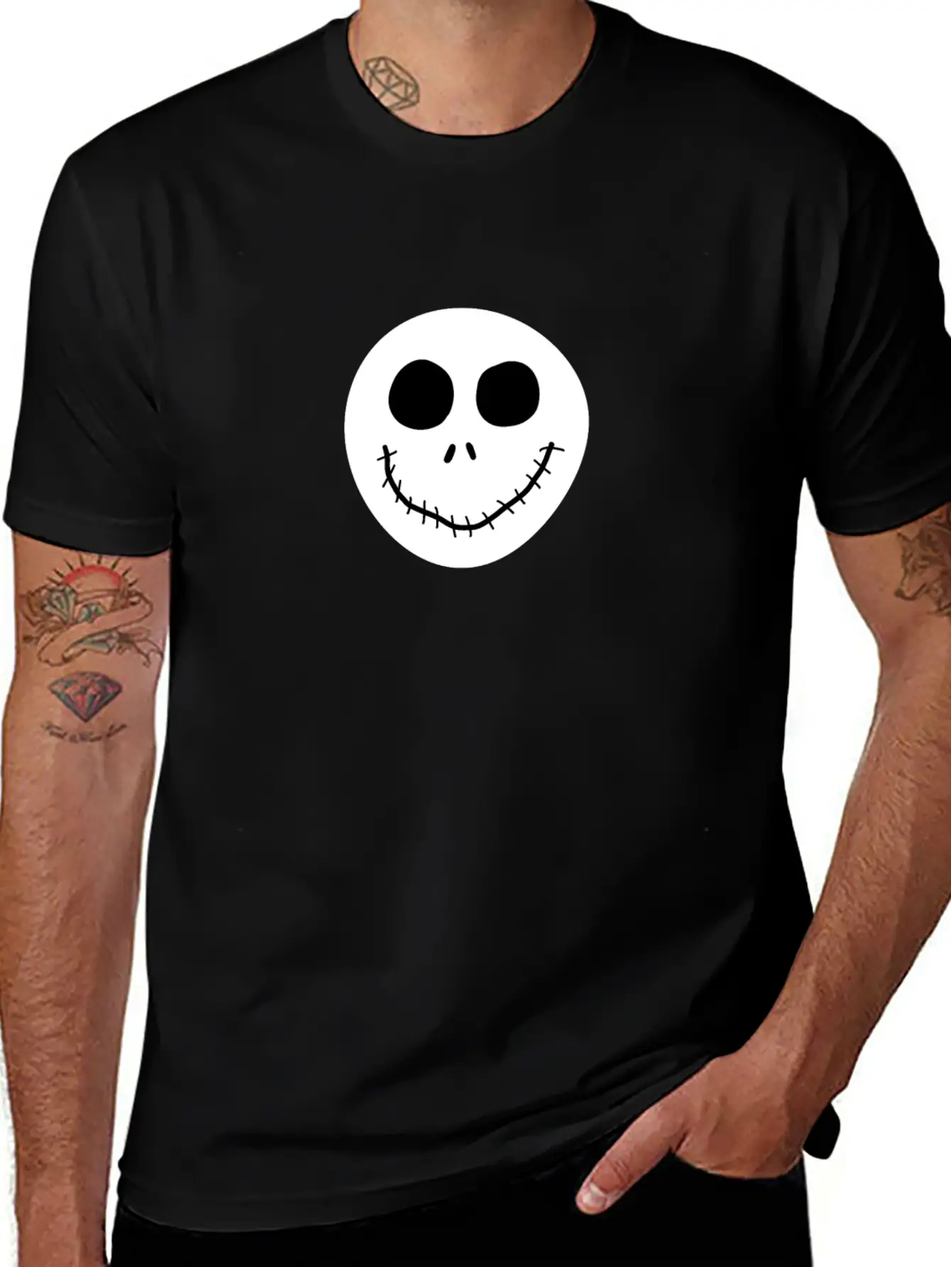 Jack Skellington Face Breathable Graphic T-Shirt – Perfect For Casual Days