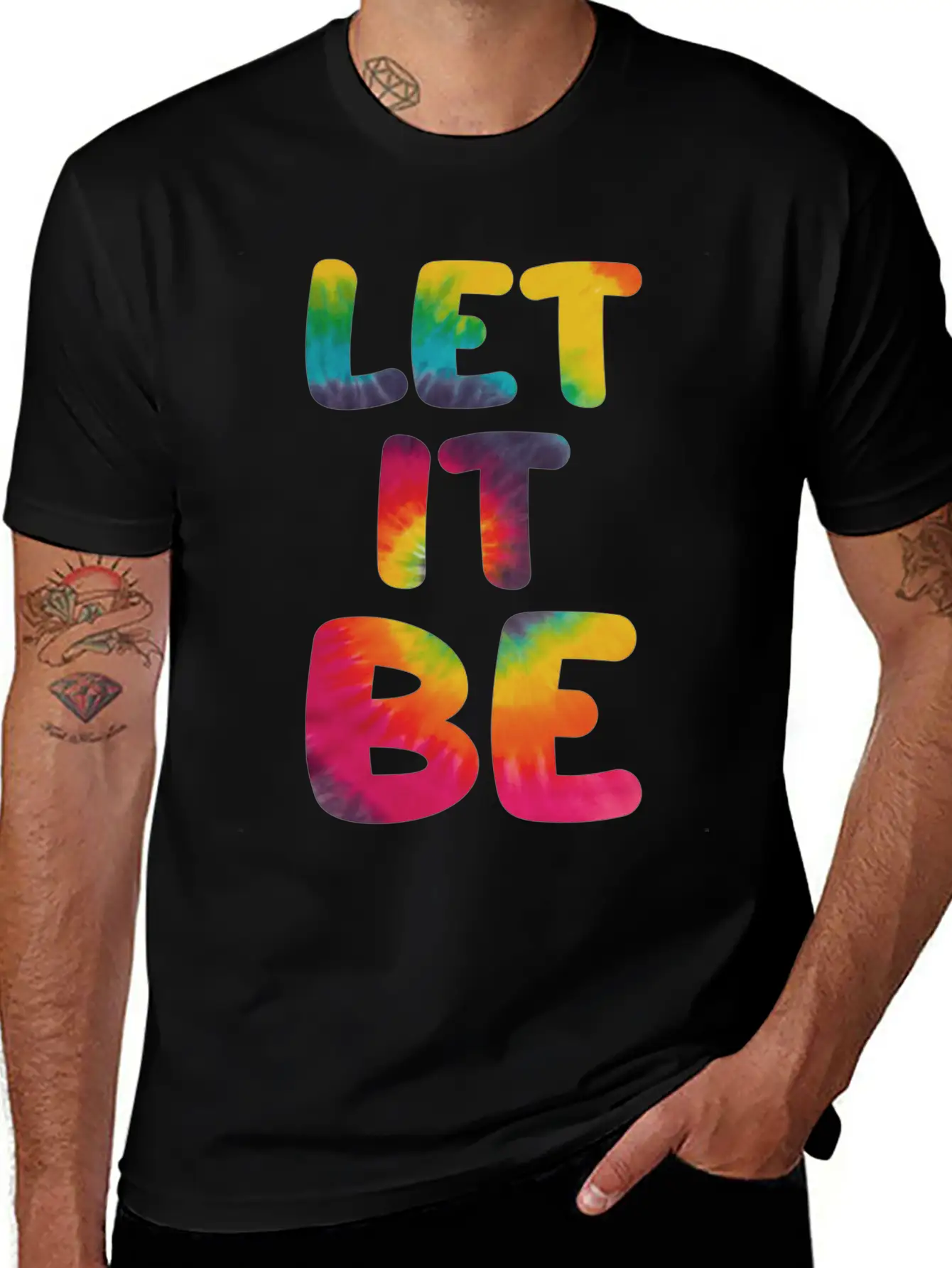 Let It Be Hippie Tie Dye Breathable Graphic T-Shirt – Perfect For Casual Days